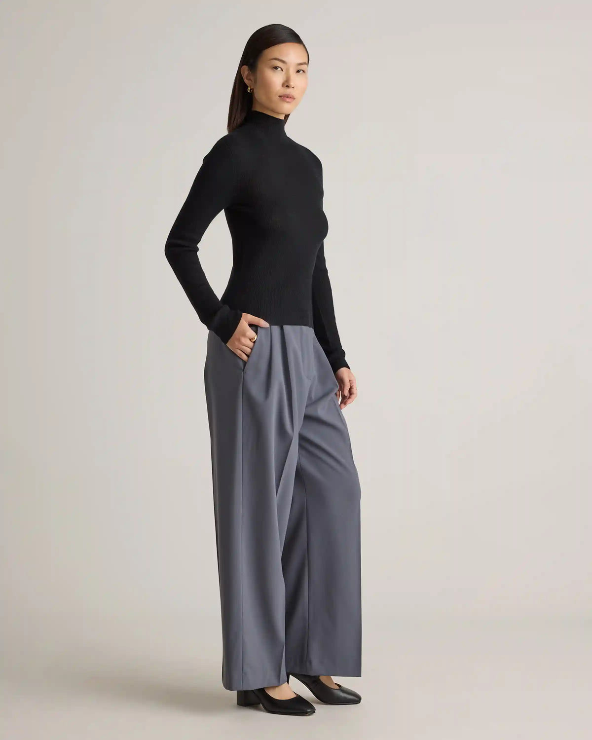 Featherweight Cashmere Ribbed Mockneck Sweater