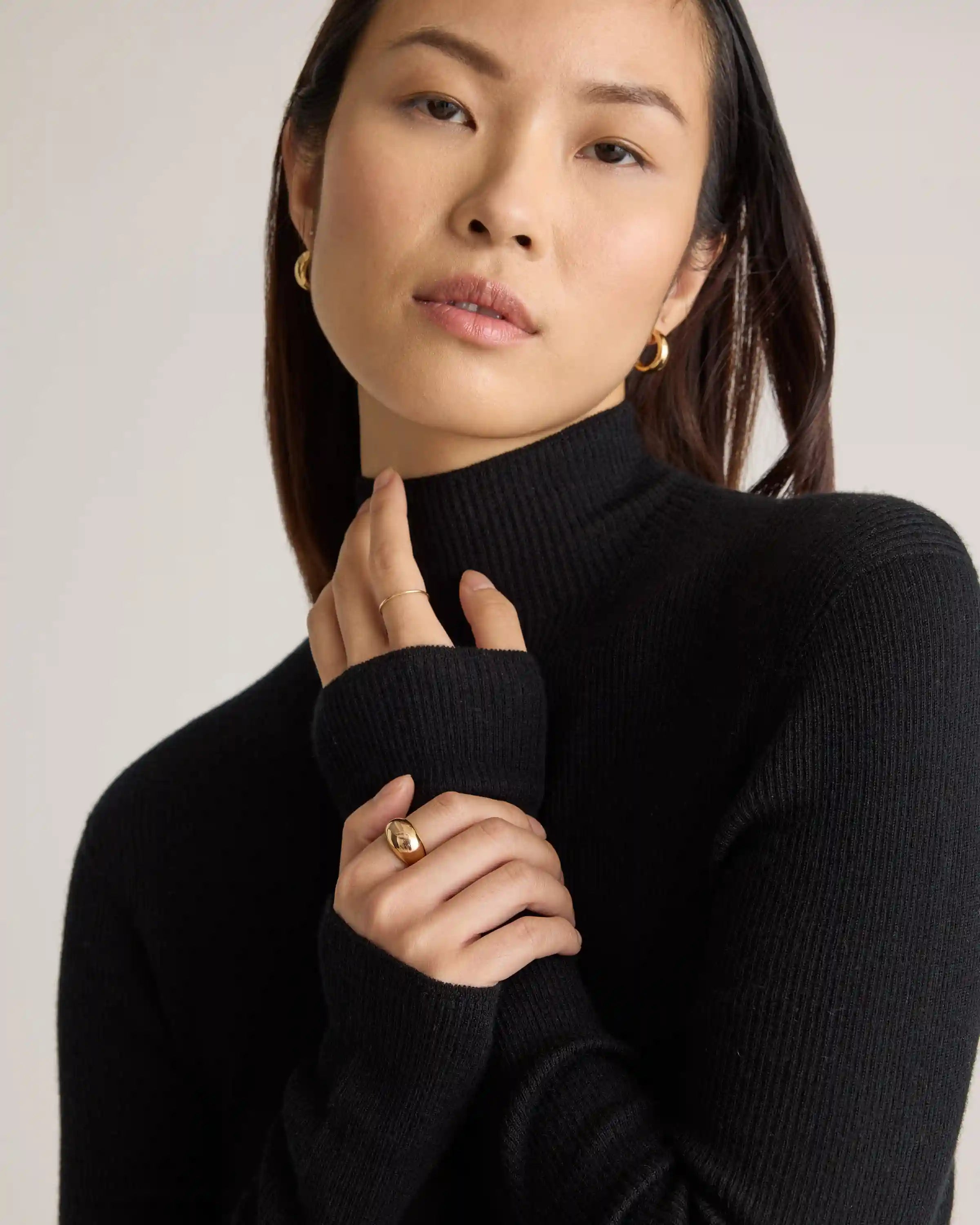 Featherweight Cashmere Ribbed Mockneck Sweater