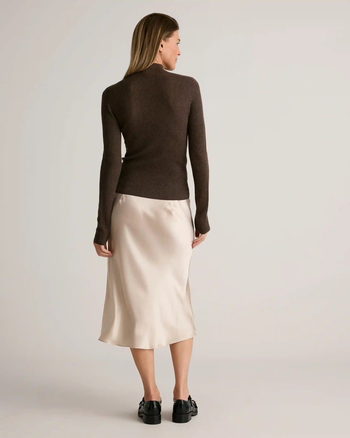 Featherweight Cashmere Ribbed Mockneck Sweater
