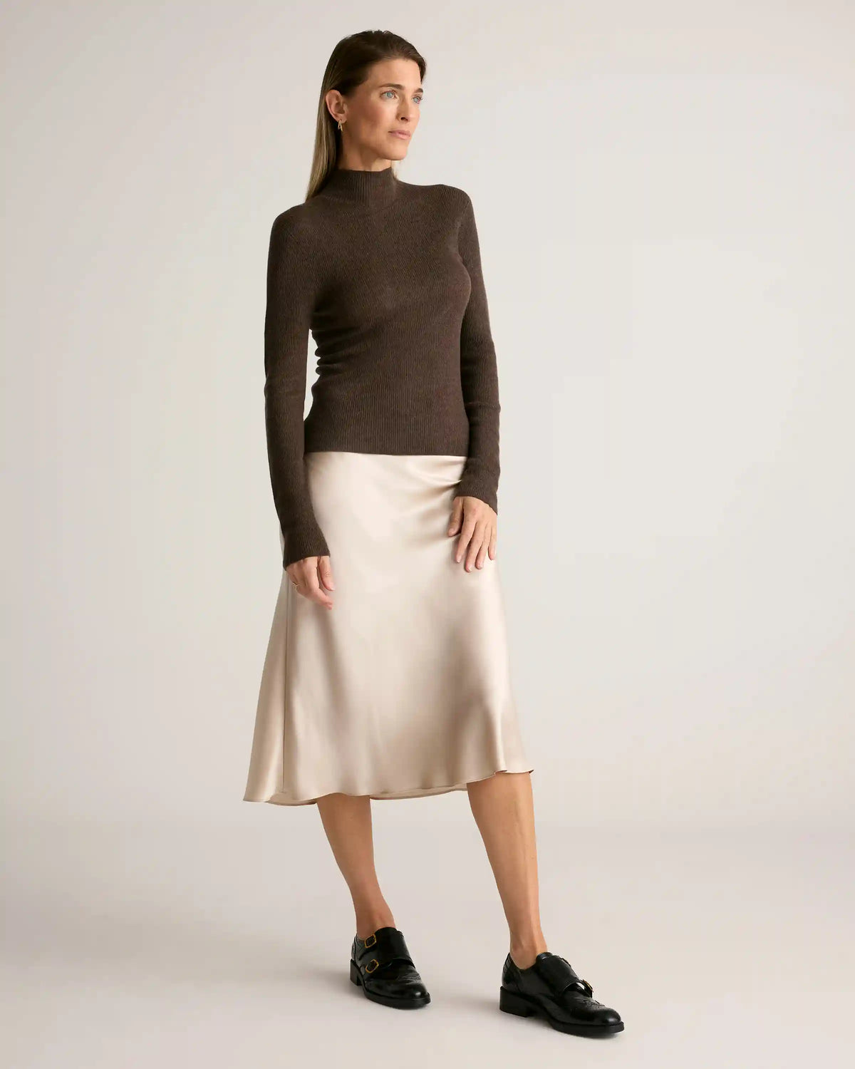 Featherweight Cashmere Ribbed Mockneck Sweater