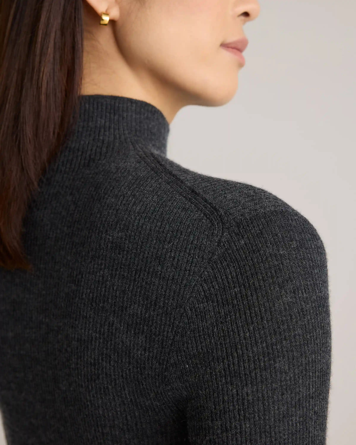 Featherweight Cashmere Ribbed Mockneck Sweater