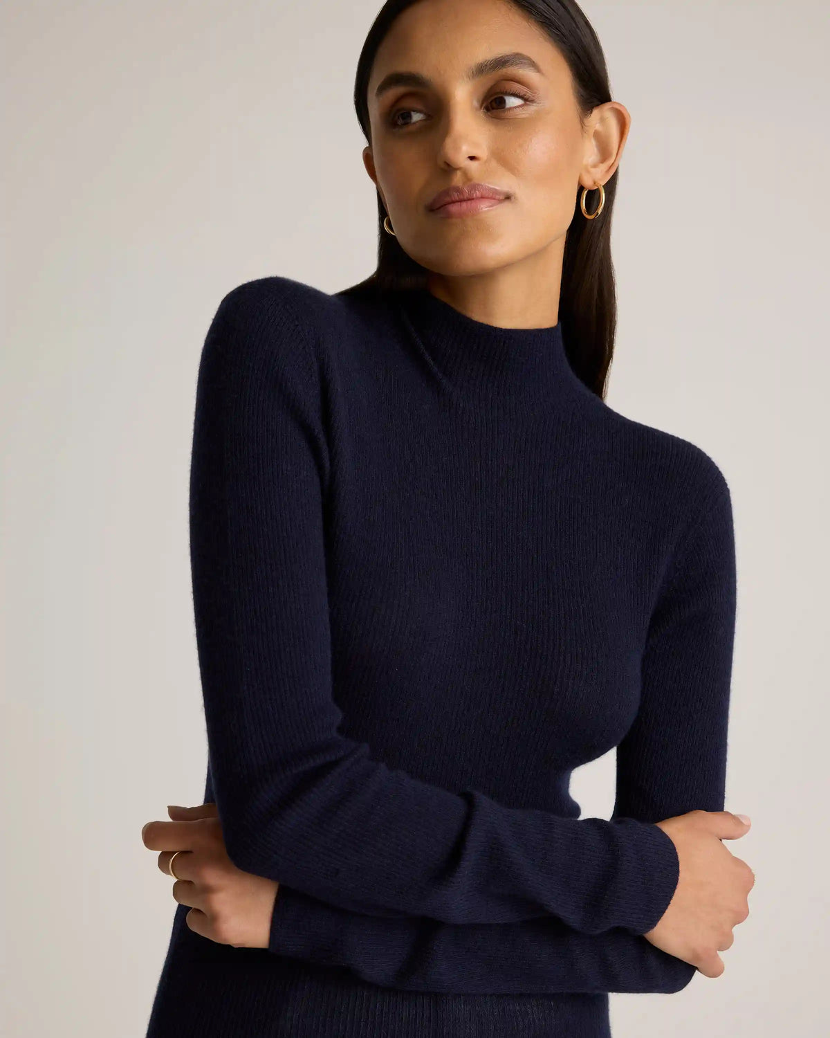 Featherweight Cashmere Ribbed Mockneck Sweater