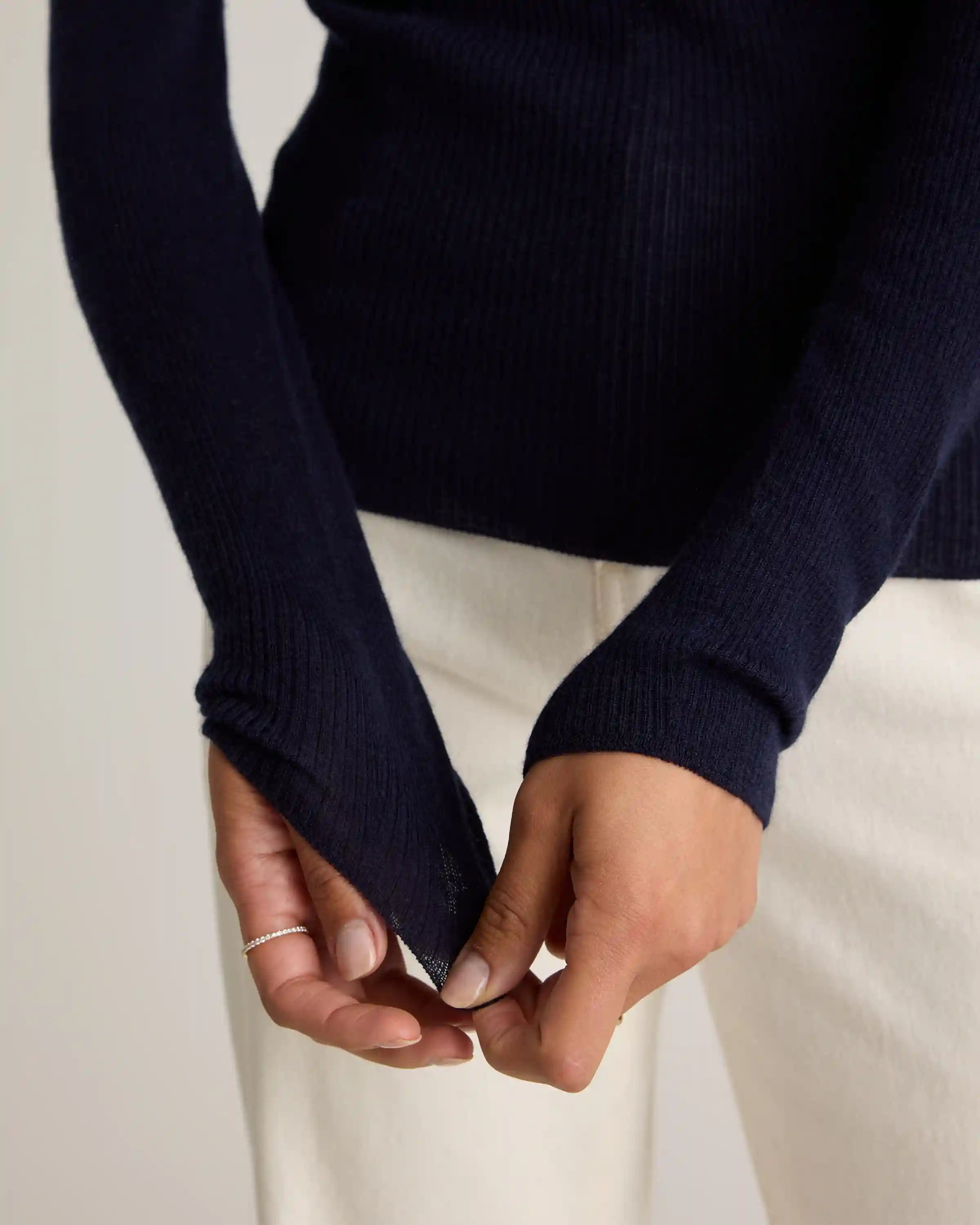Featherweight Cashmere Ribbed Mockneck Sweater