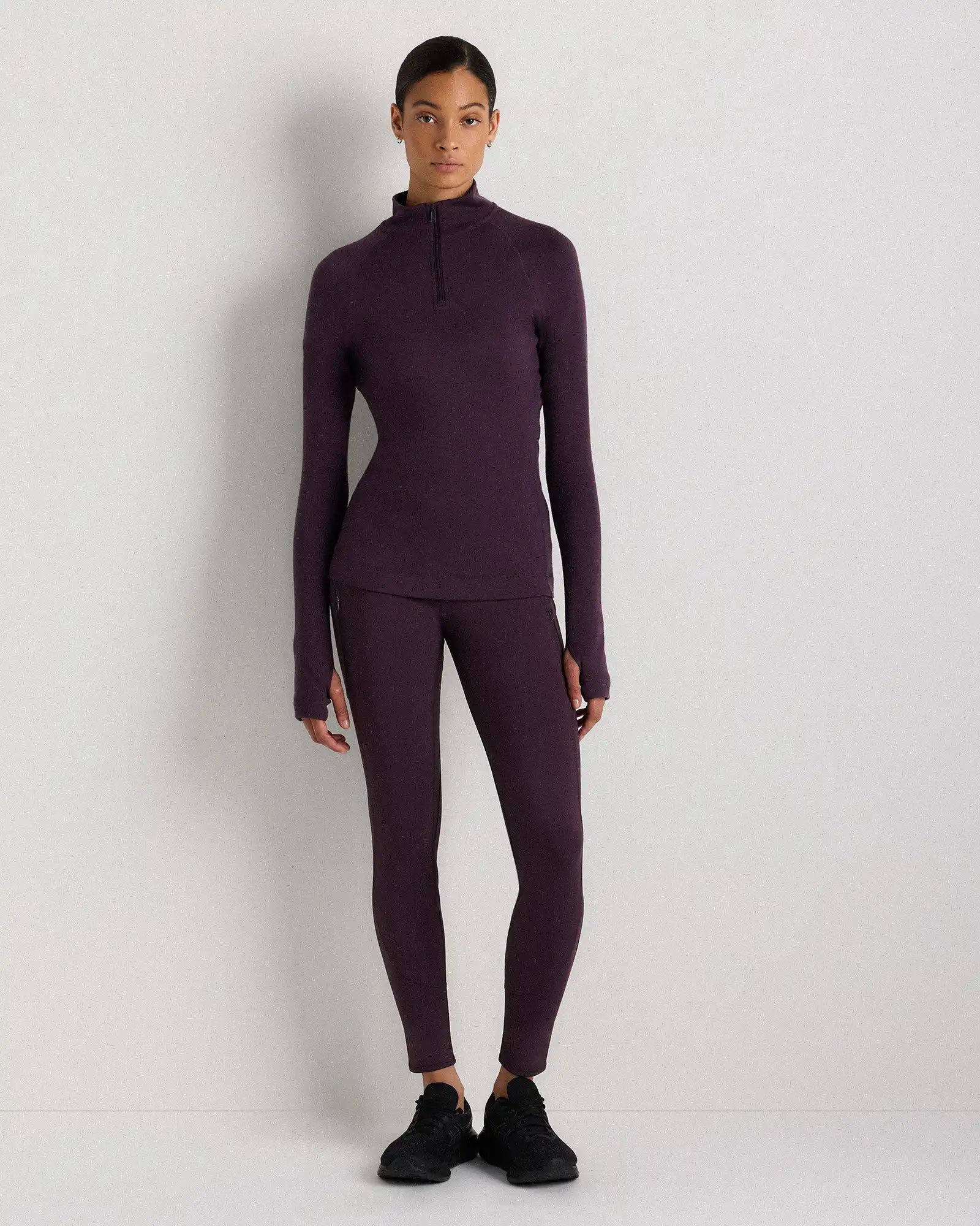 100% Merino Wool Cold Weather Base Layer 1/4 Zip