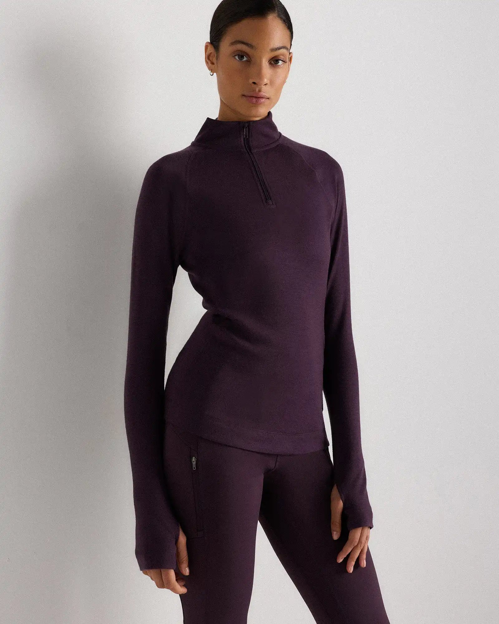 100% Merino Wool Cold Weather Base Layer 1/4 Zip