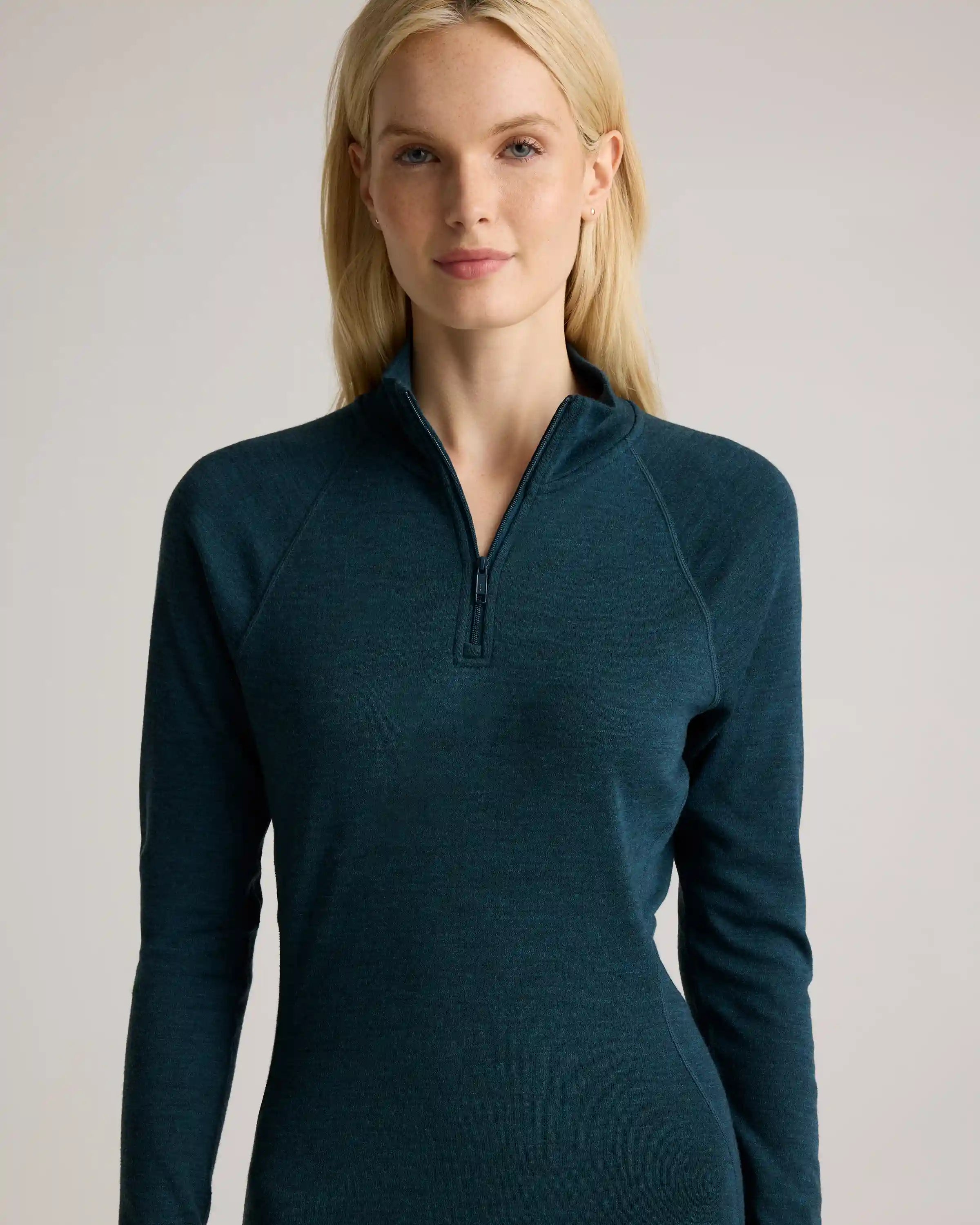 100% Merino Wool Cold Weather Base Layer 1/4 Zip
