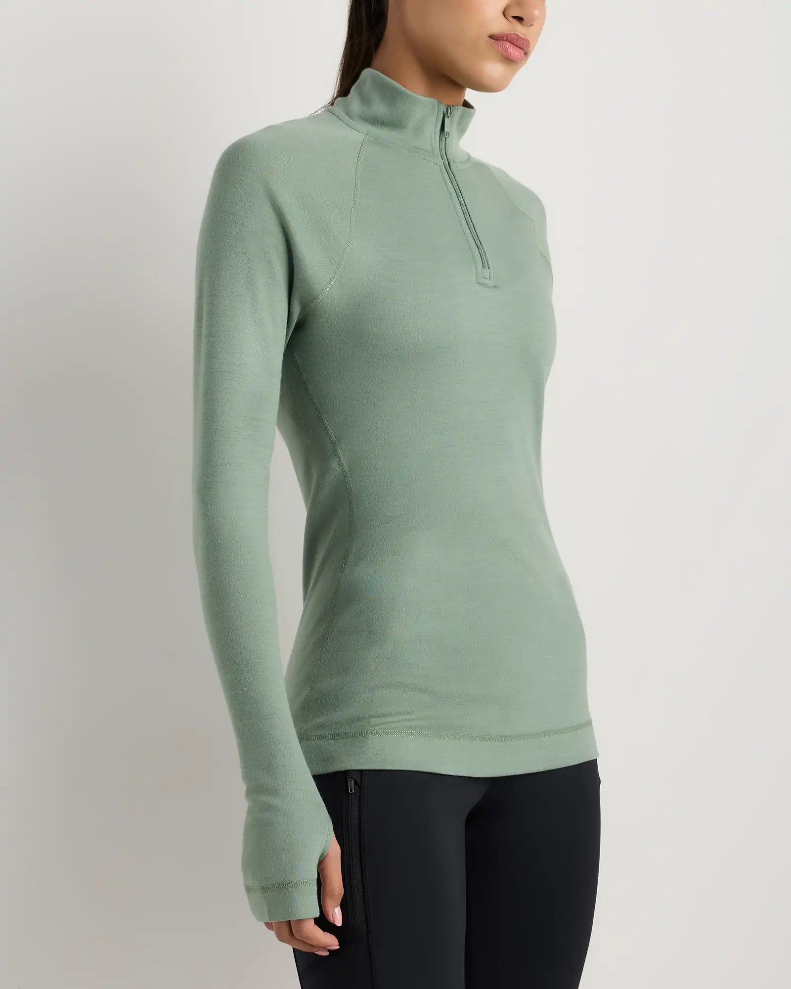 100% Merino Wool Cold Weather Base Layer 1/4 Zip