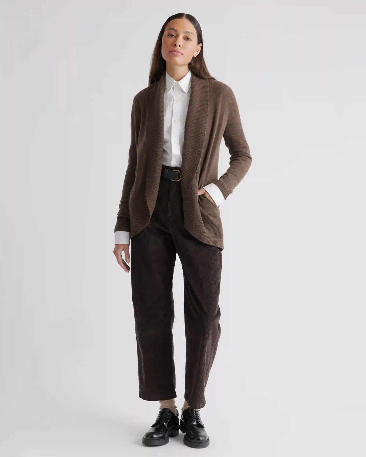 Mongolian Spring Cashmere Open Cardigan Sweater