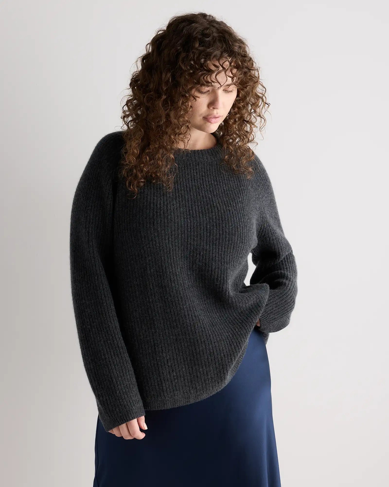 Mongolian Cashmere Fisherman Crewneck Sweater