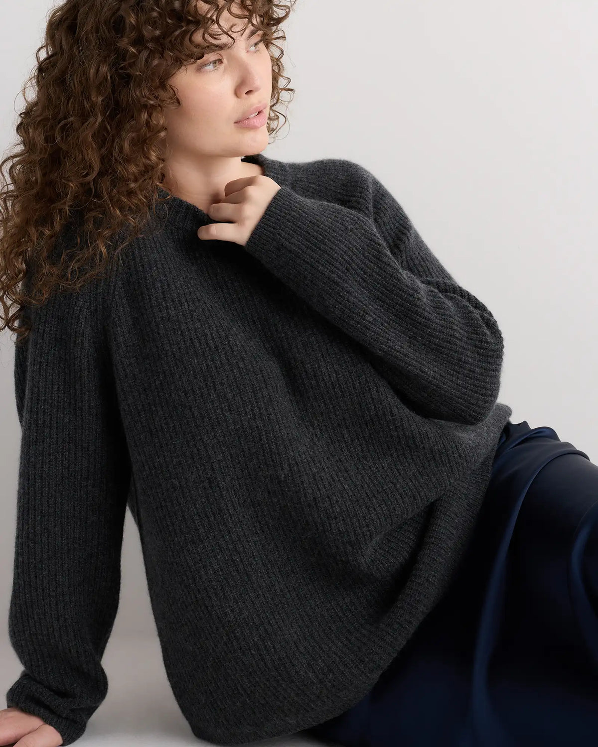 Mongolian Cashmere Fisherman Crewneck Sweater
