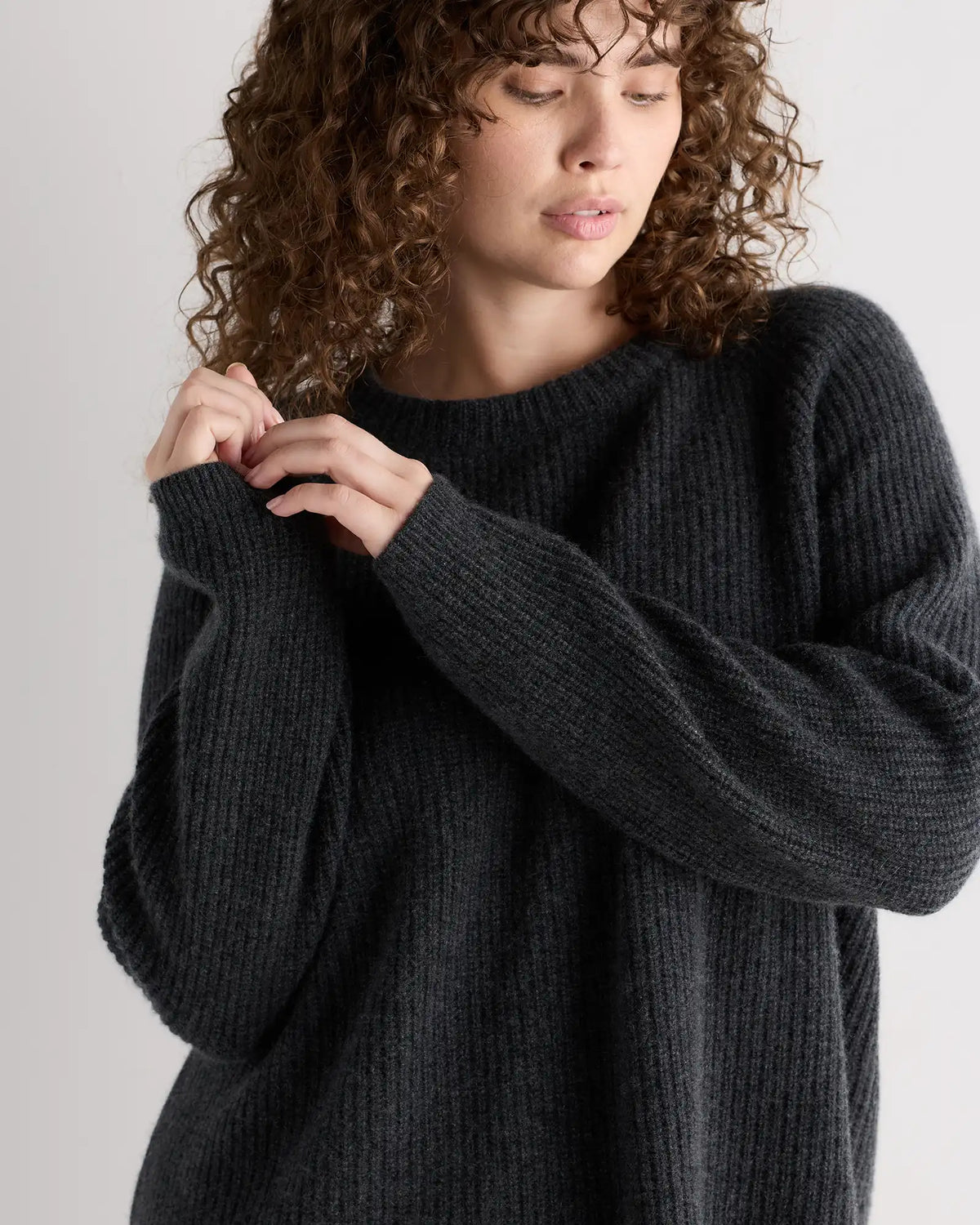 Mongolian Cashmere Fisherman Crewneck Sweater