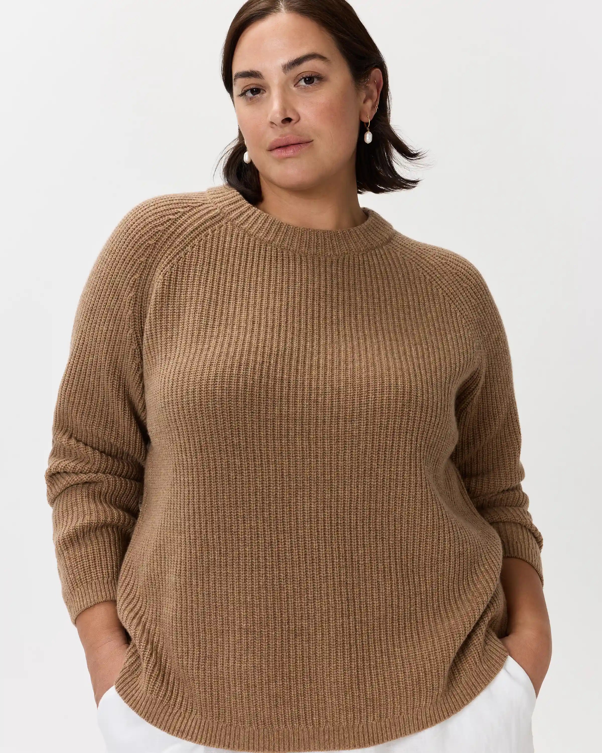 Mongolian Cashmere Fisherman Crewneck Sweater