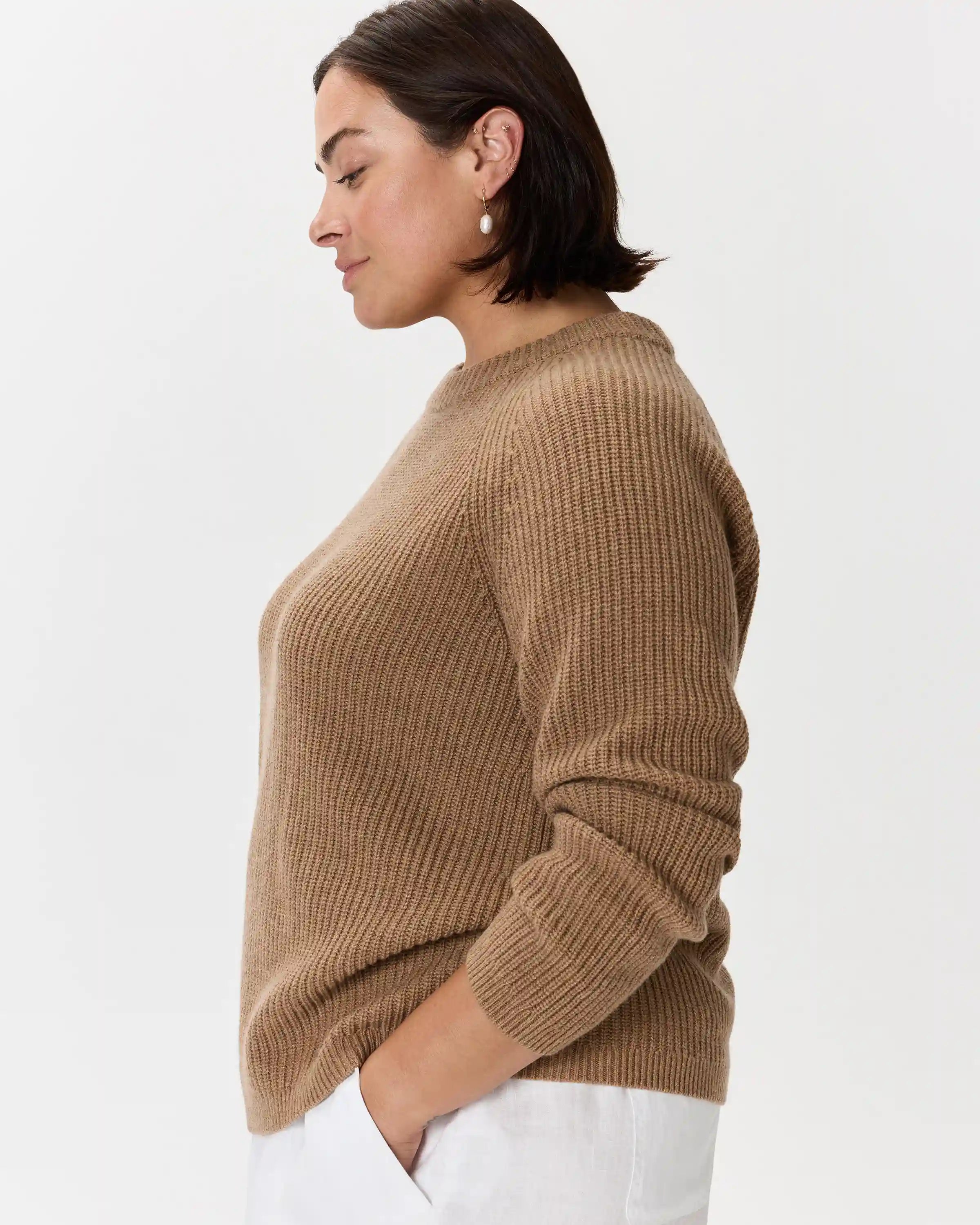 Mongolian Cashmere Fisherman Crewneck Sweater