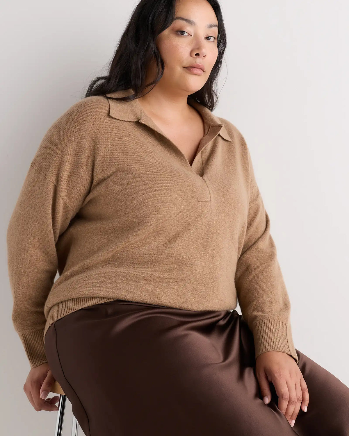 Mongolian Cashmere Polo Sweater