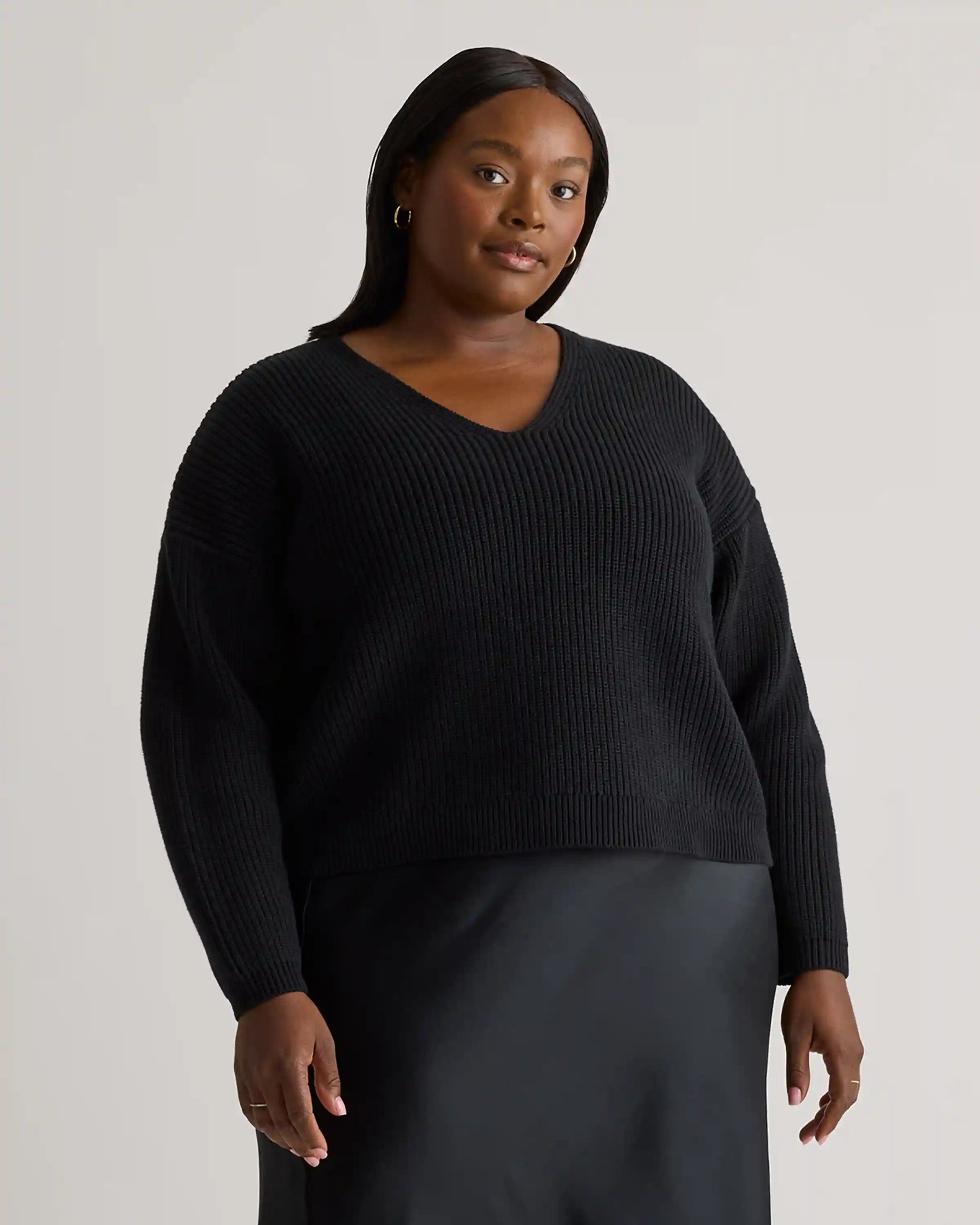 100% Organic Cotton Fisherman V-Neck Sweater