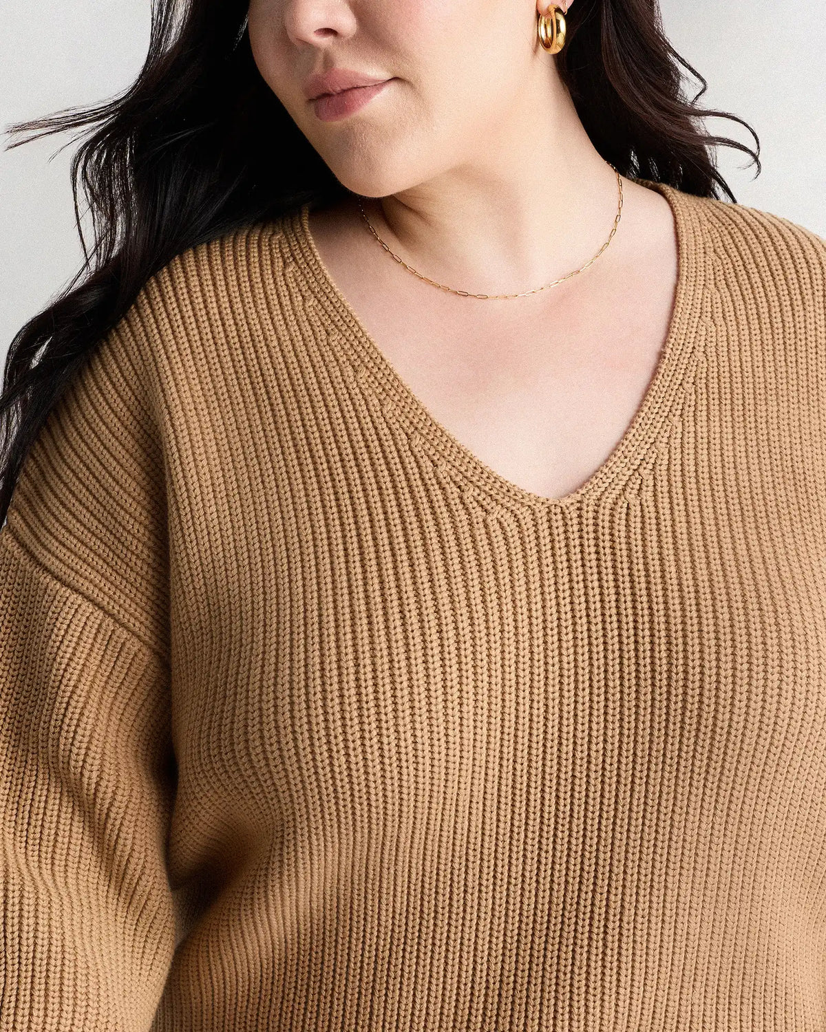 100% Organic Cotton Fisherman V-Neck Sweater