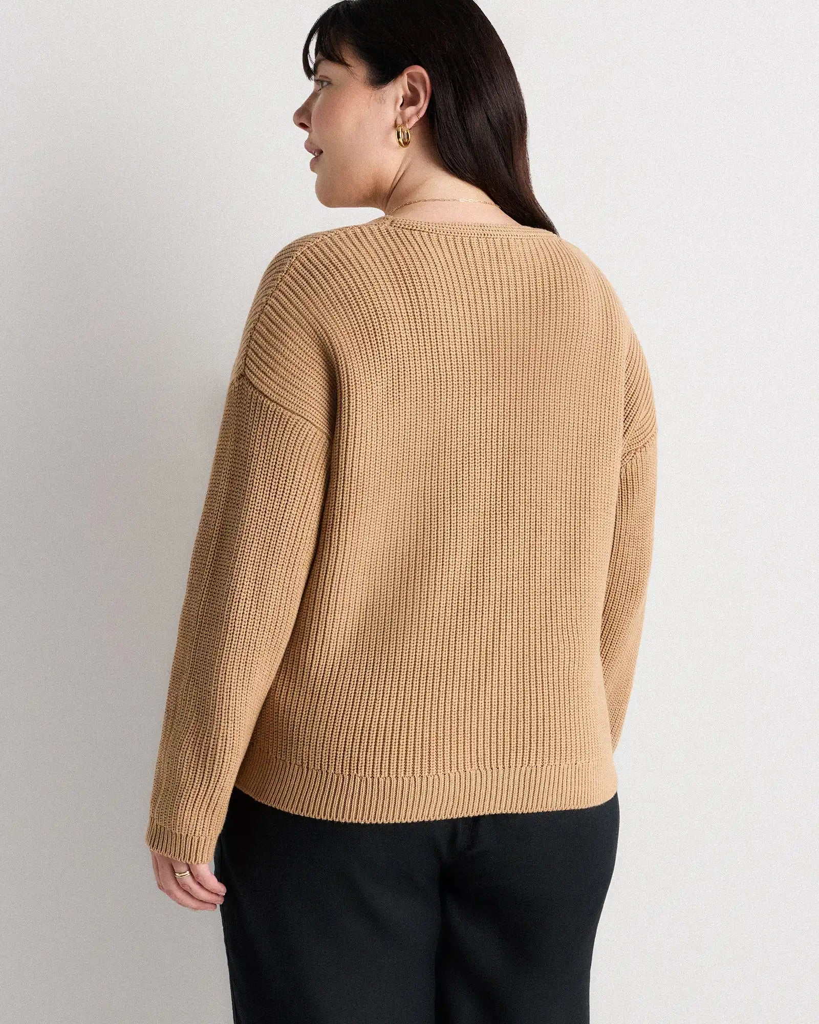 100% Organic Cotton Fisherman V-Neck Sweater