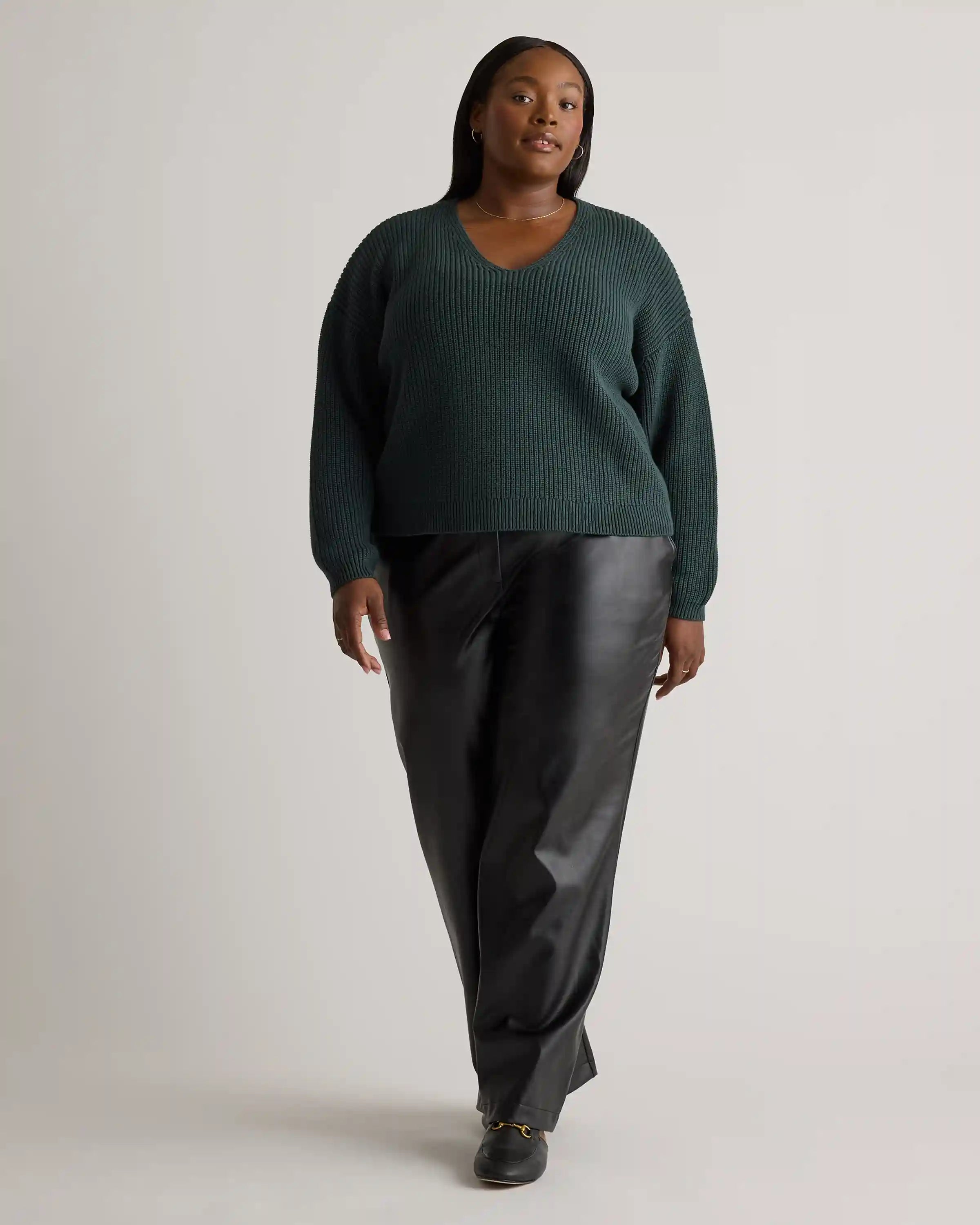 100% Organic Cotton Fisherman V-Neck Sweater
