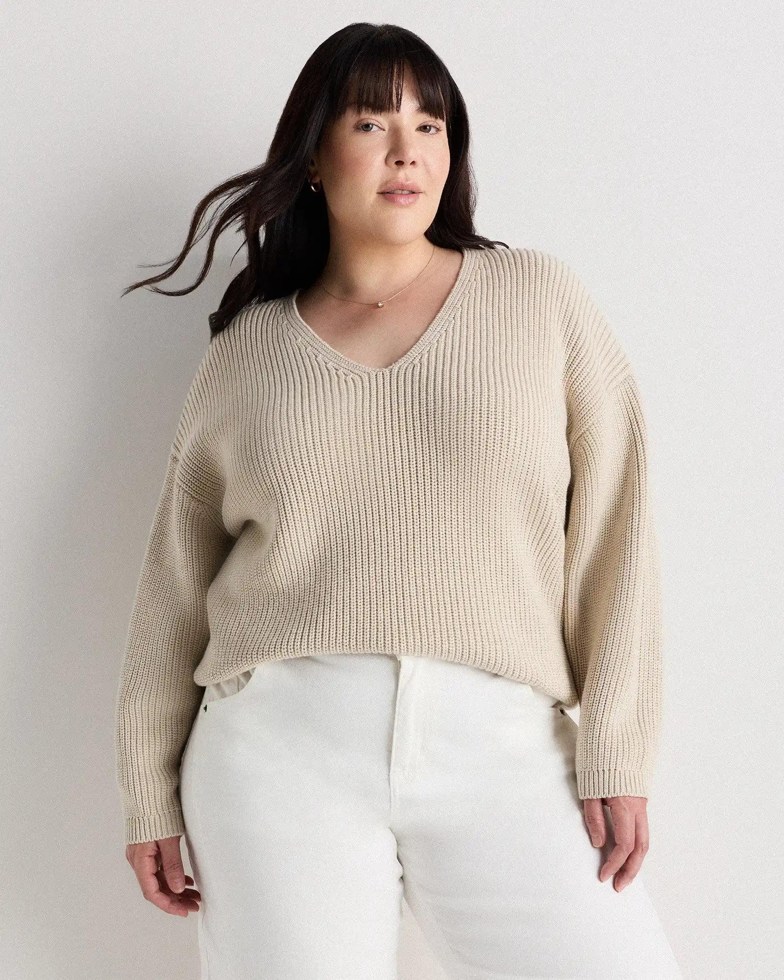 100% Organic Cotton Fisherman V-Neck Sweater