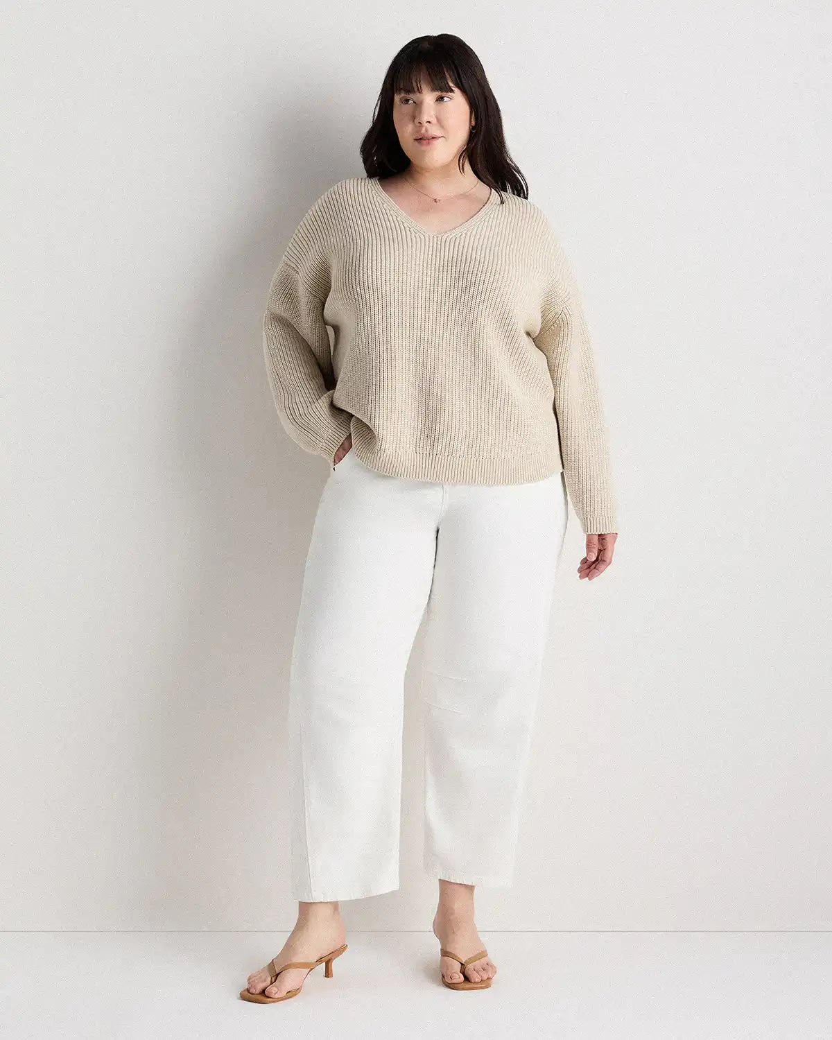 100% Organic Cotton Fisherman V-Neck Sweater