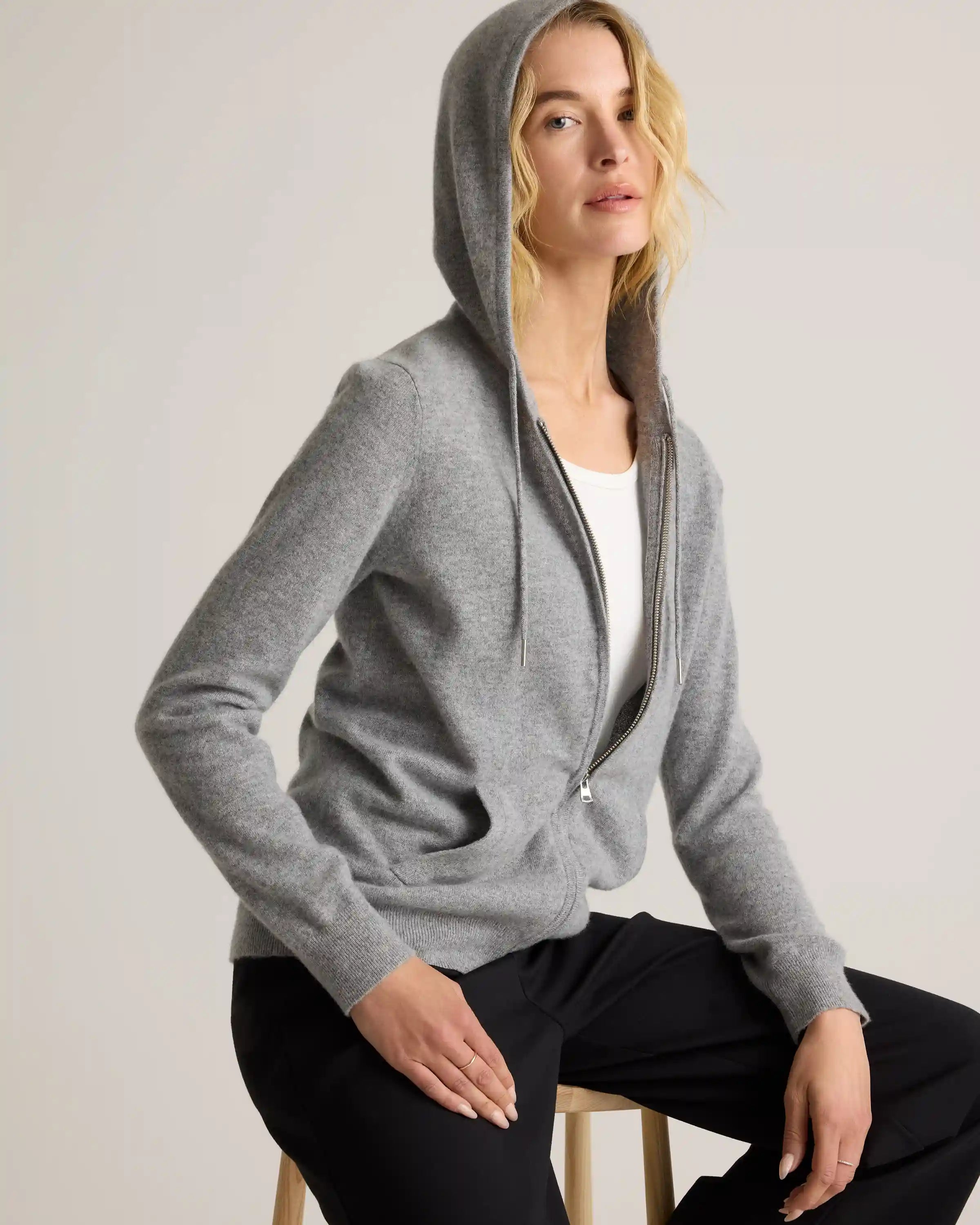 Mongolian Cashmere Full-Zip Hoodie