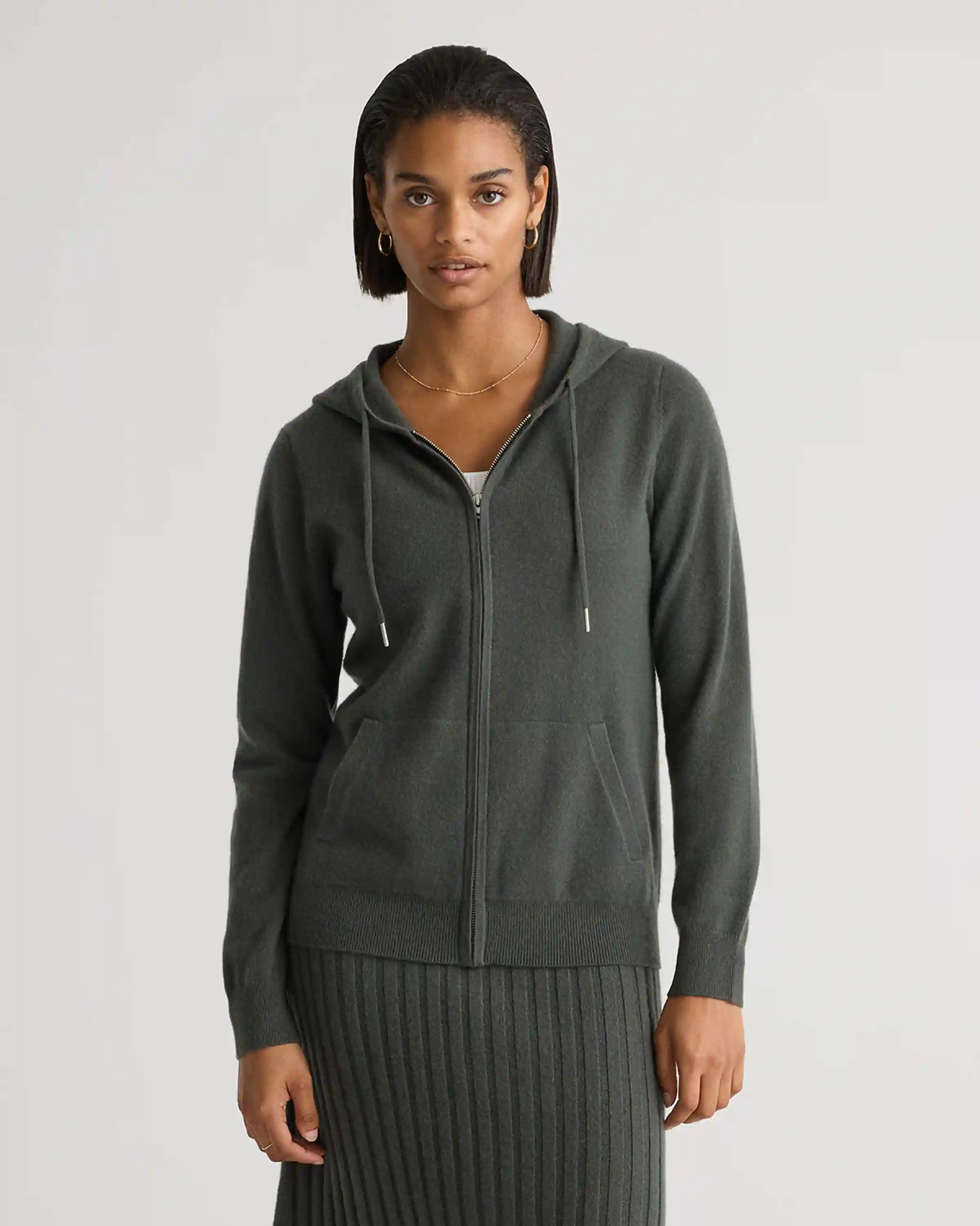 Mongolian Cashmere Full-Zip Hoodie