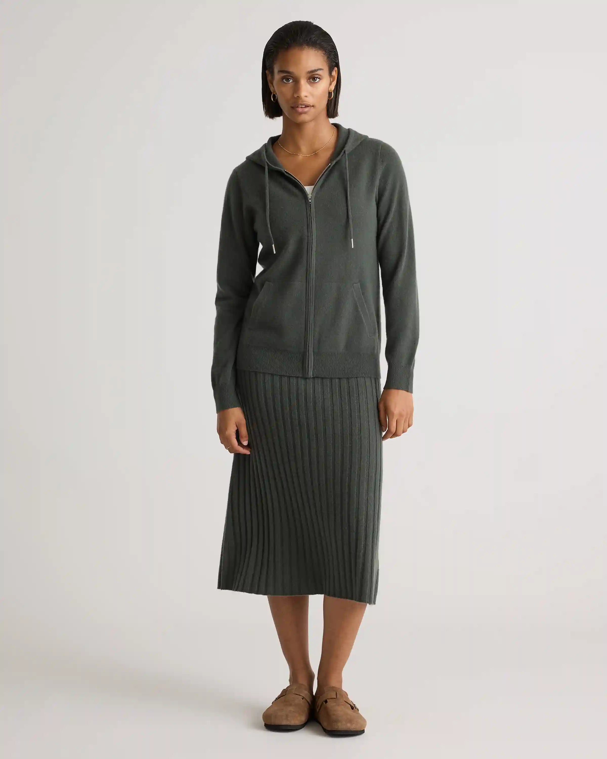 Mongolian Cashmere Full-Zip Hoodie