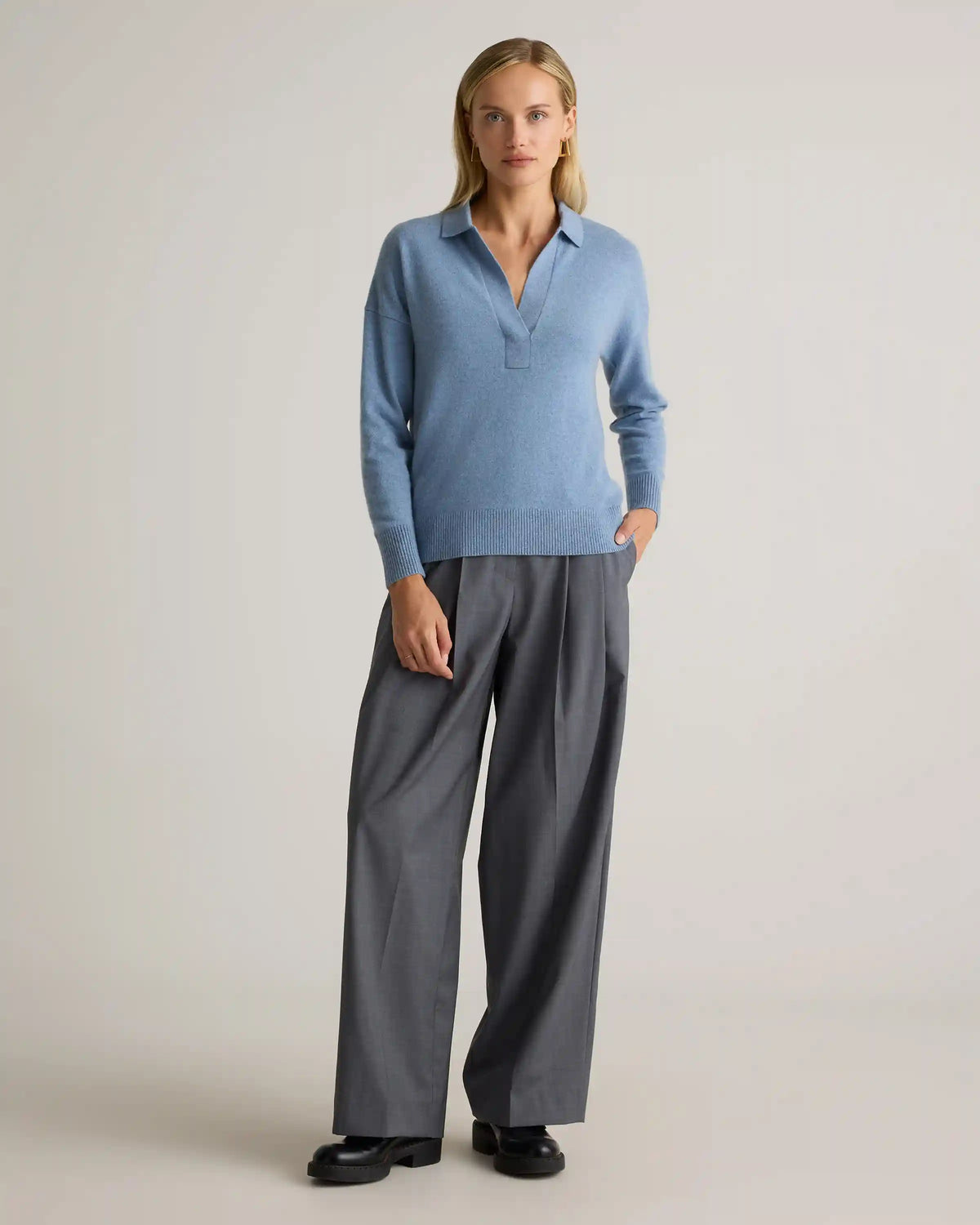 Mongolian Cashmere Polo Sweater