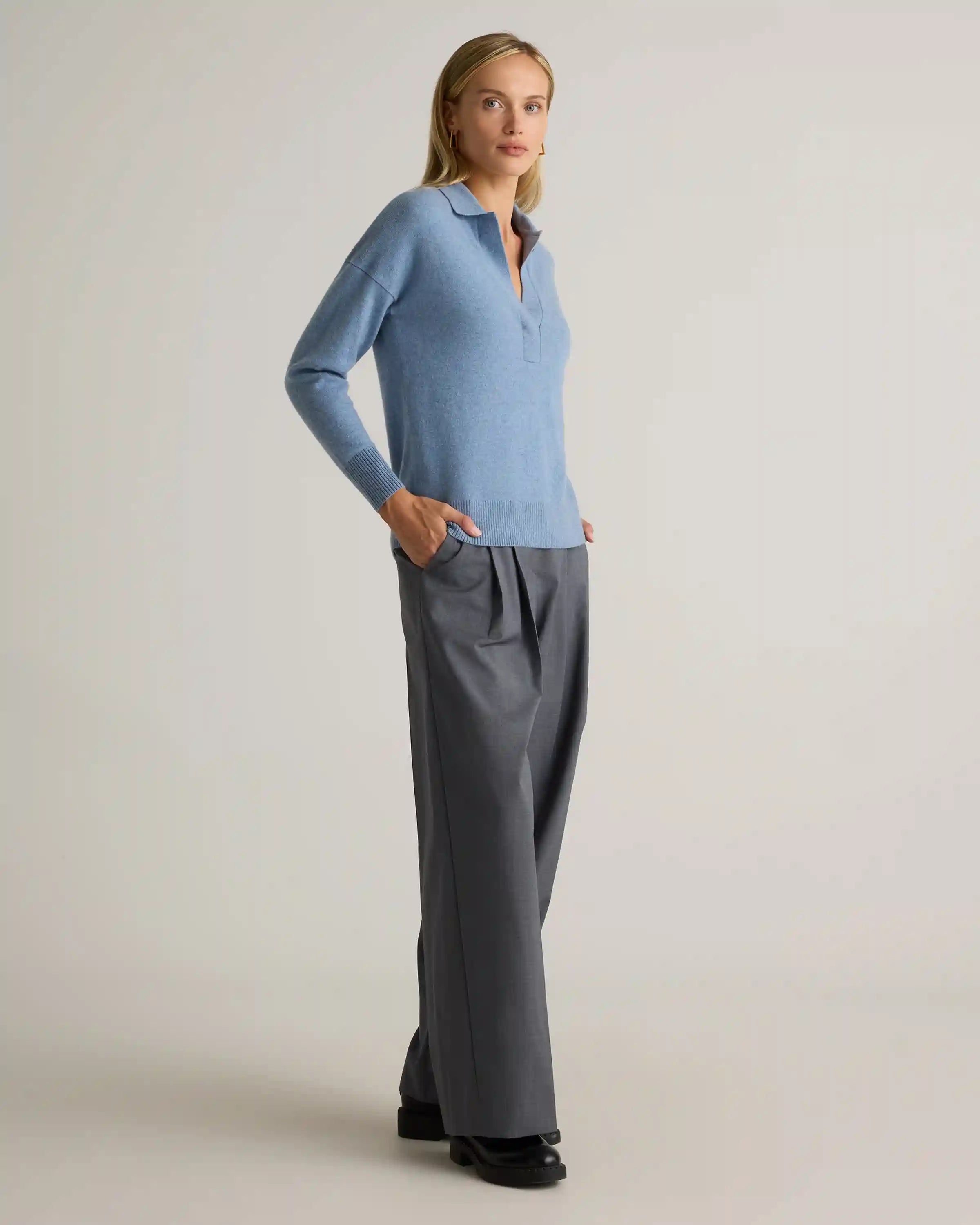 Mongolian Cashmere Polo Sweater