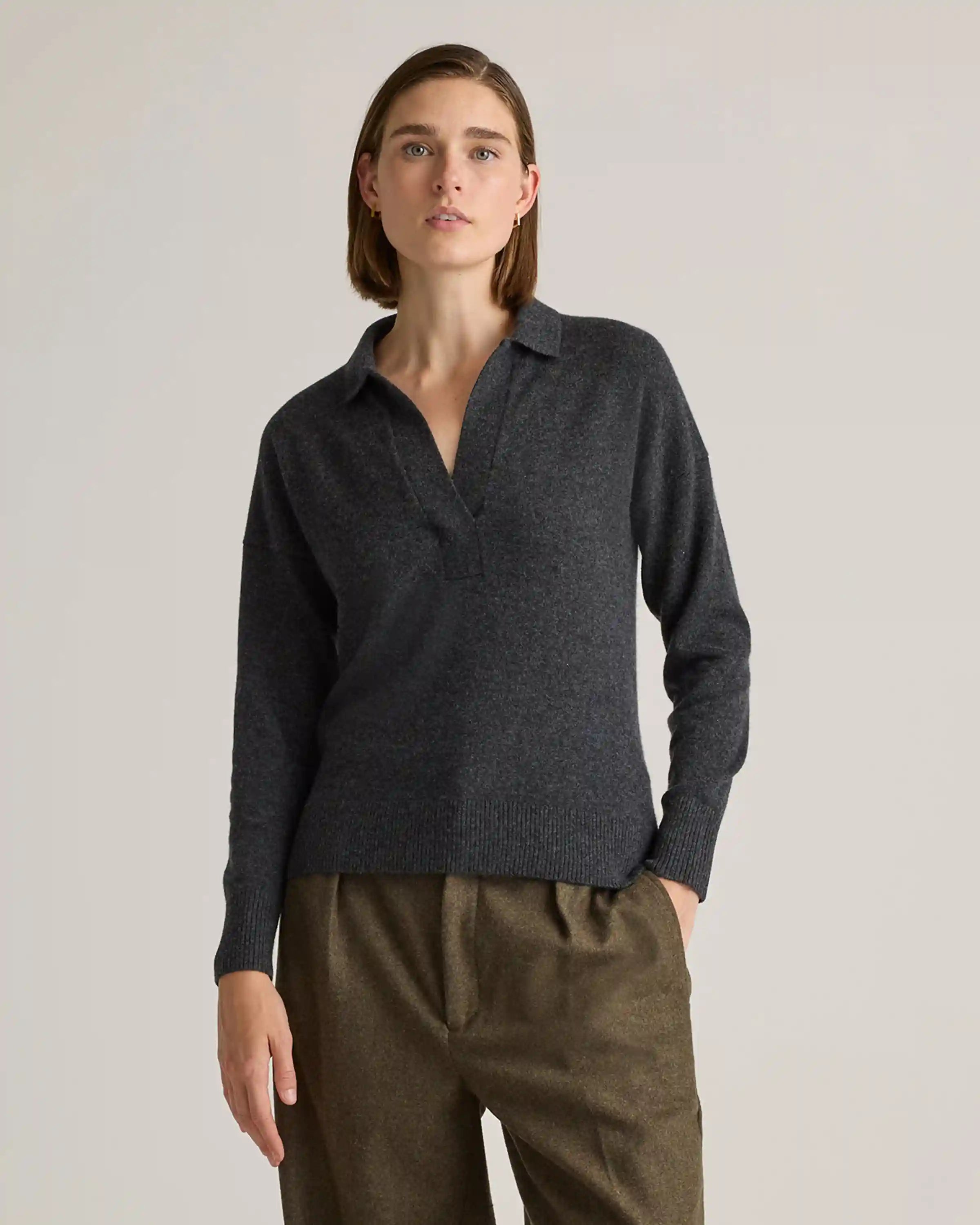 Mongolian Cashmere Polo Sweater