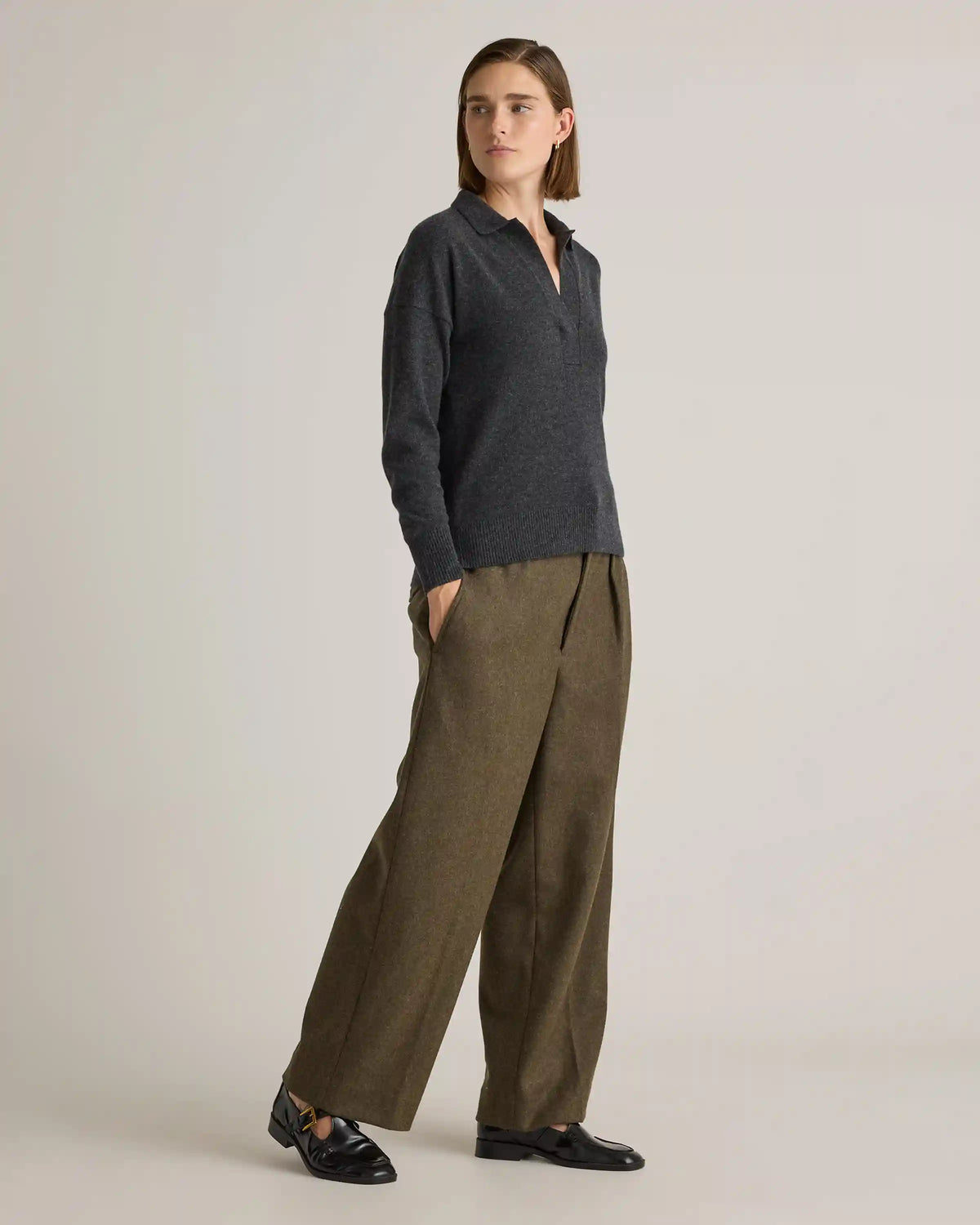 Mongolian Cashmere Polo Sweater