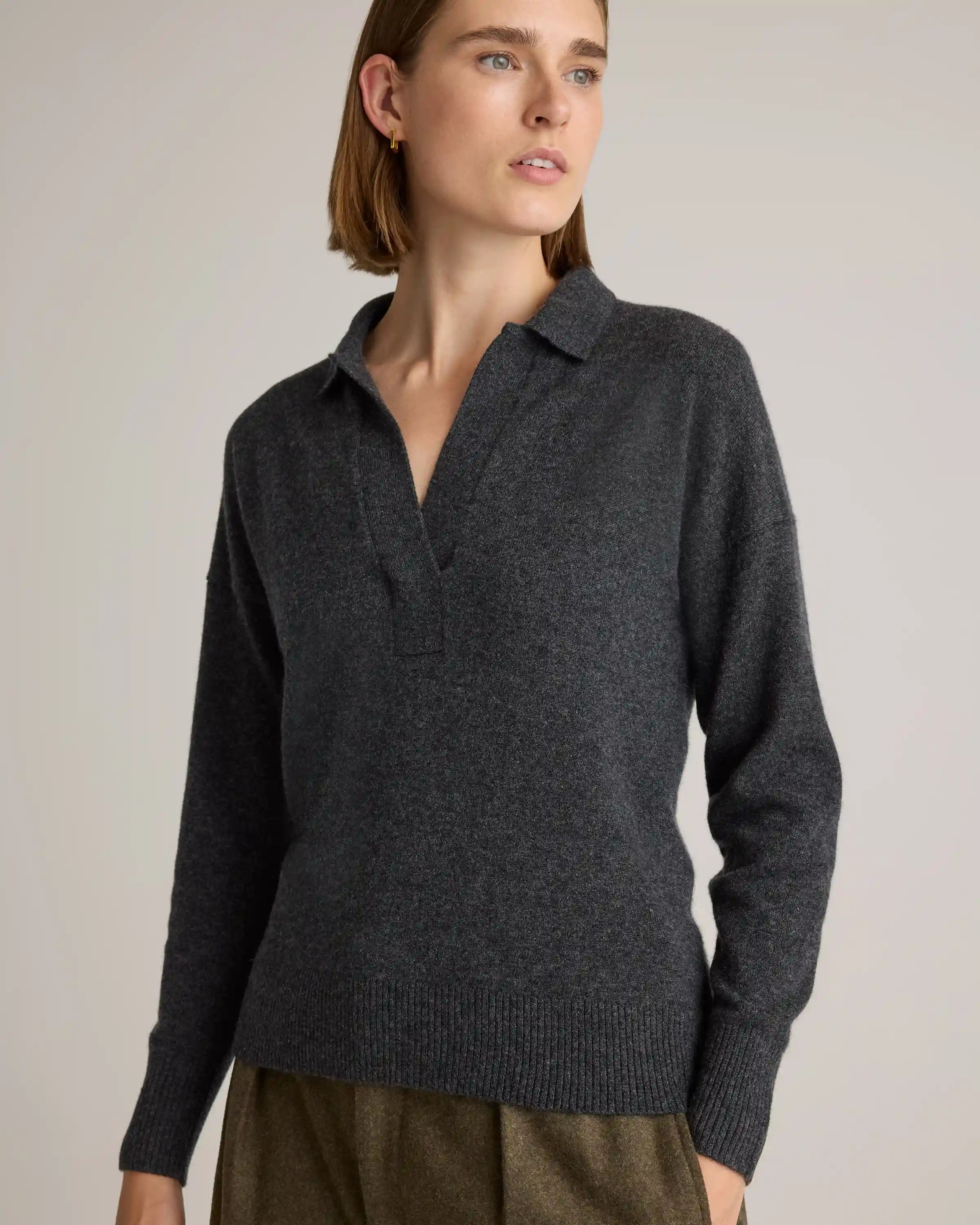 Mongolian Cashmere Polo Sweater