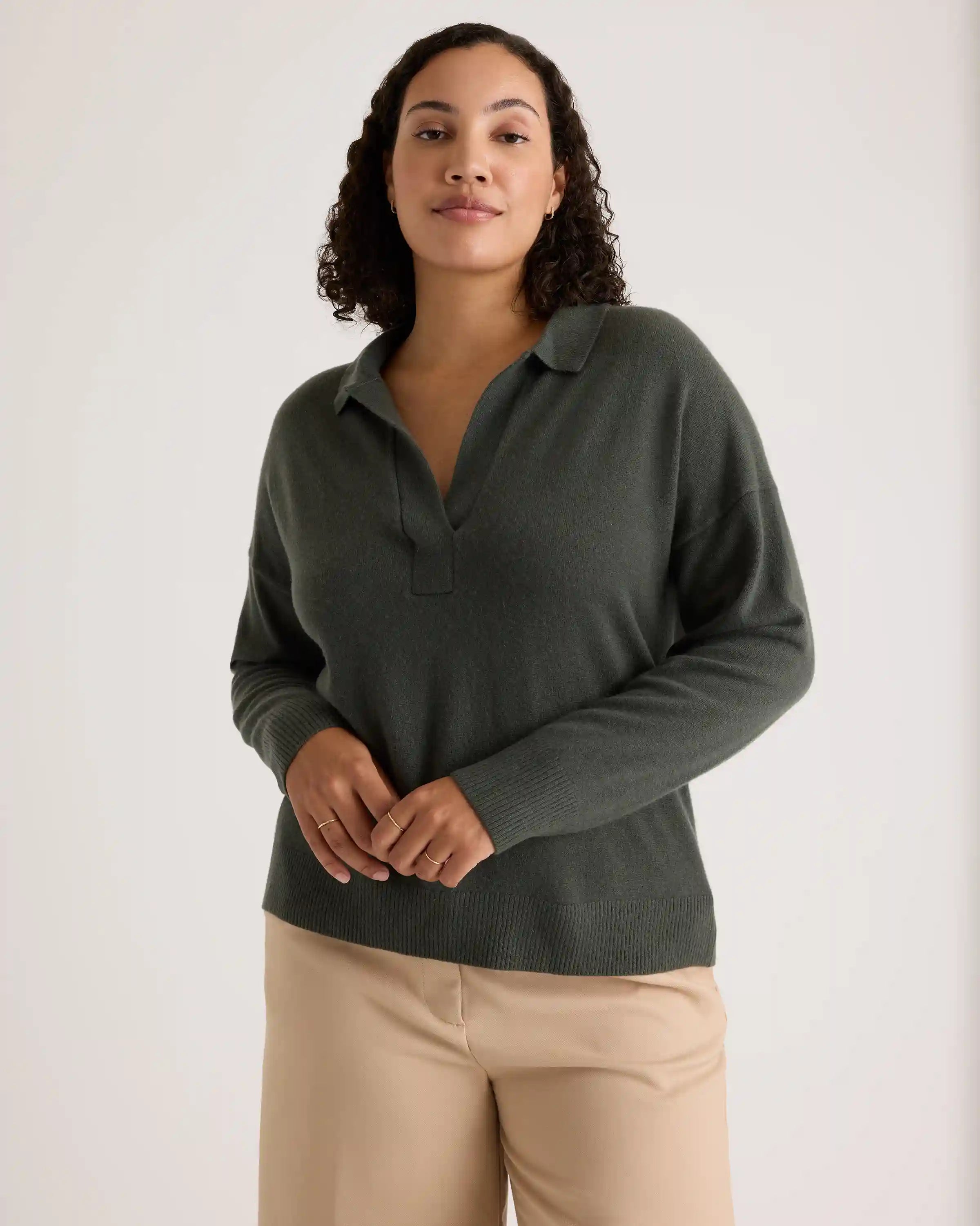 Mongolian Spring Cashmere Polo Sweater