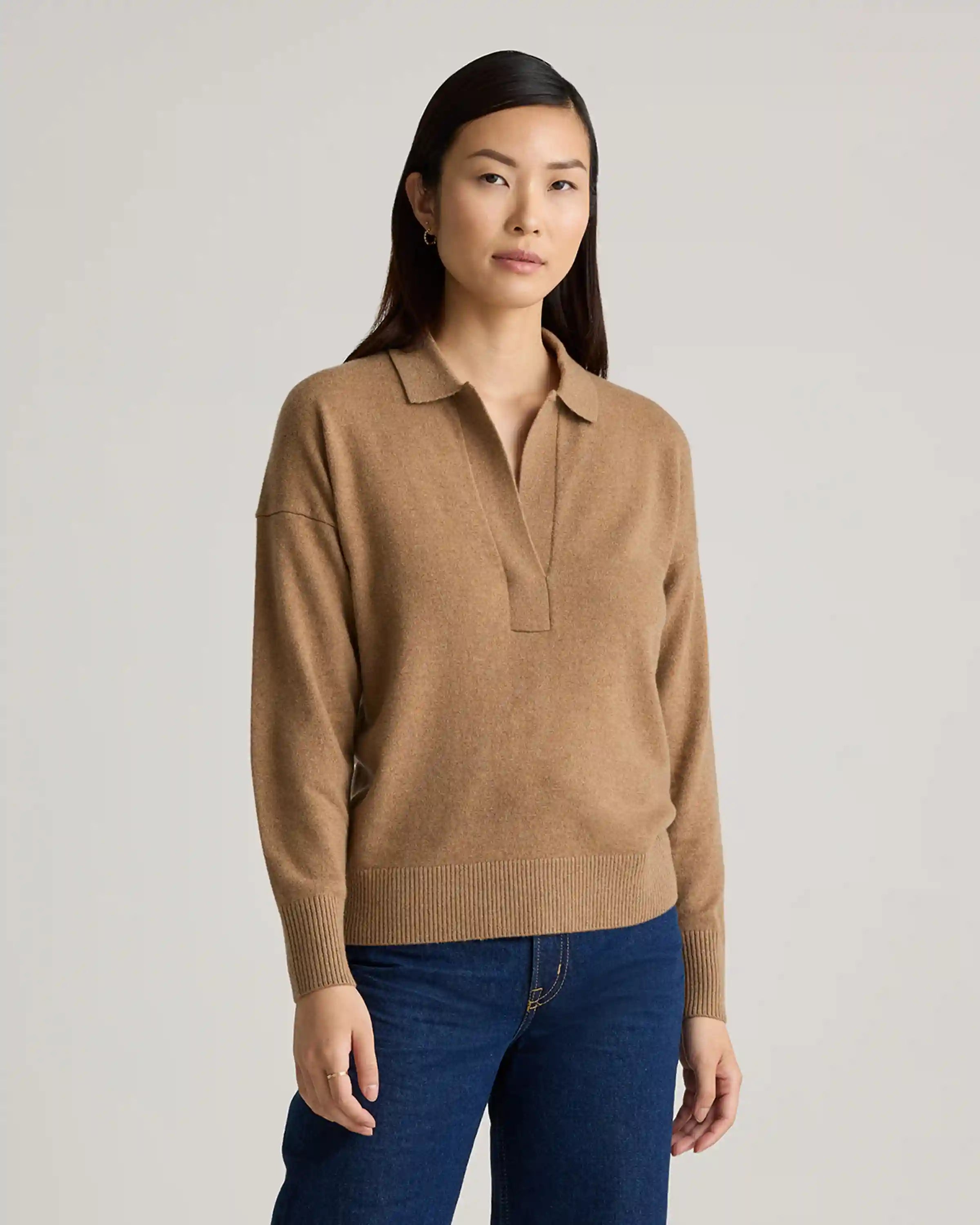 Mongolian Cashmere Polo Sweater