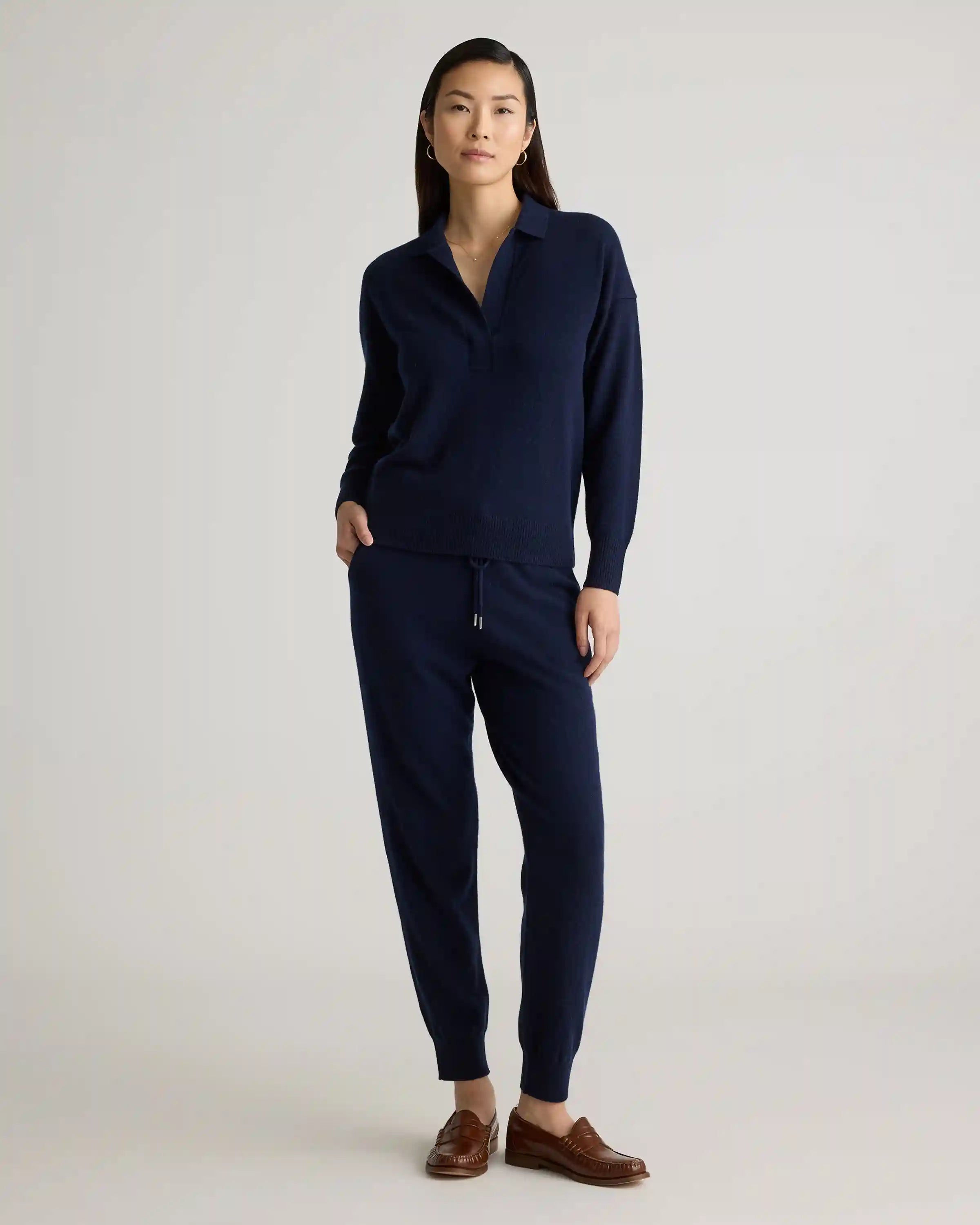 Mongolian Cashmere Polo Sweater