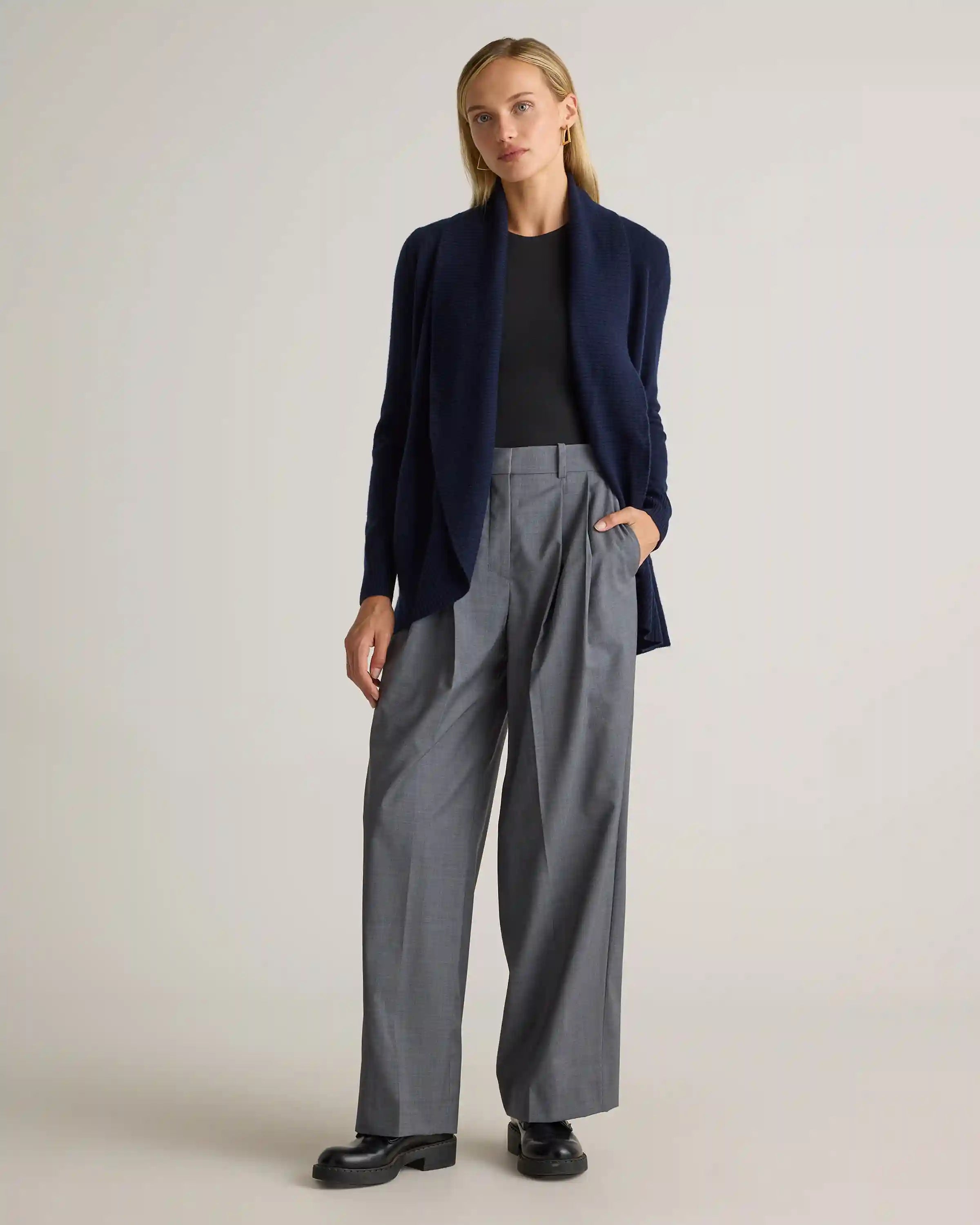 Mongolian Cashmere Open Cardigan Sweater