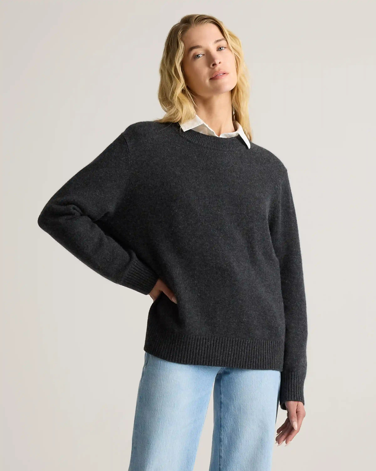 Mongolian Cashmere Oversized Crewneck Sweater