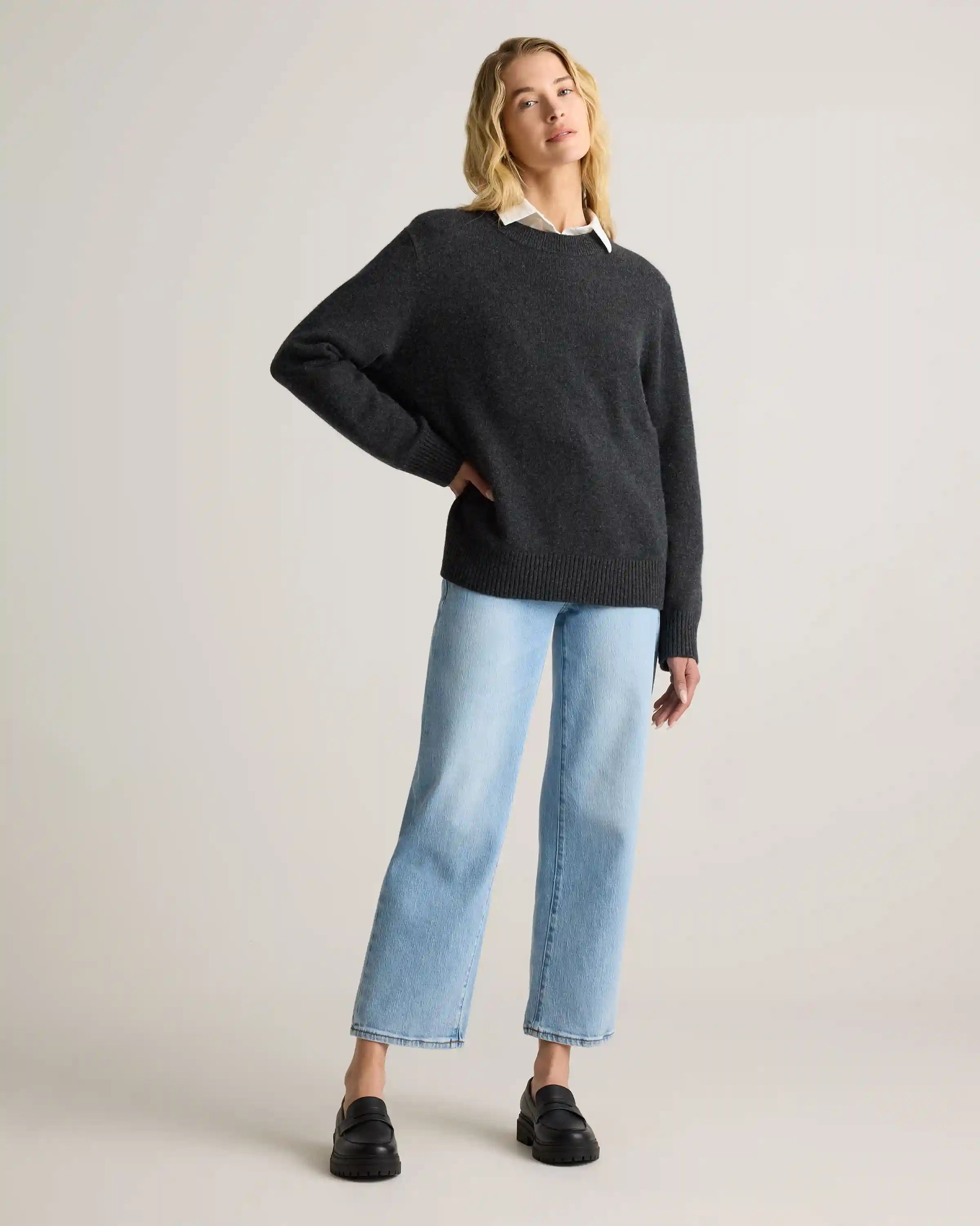 Mongolian Cashmere Oversized Crewneck Sweater