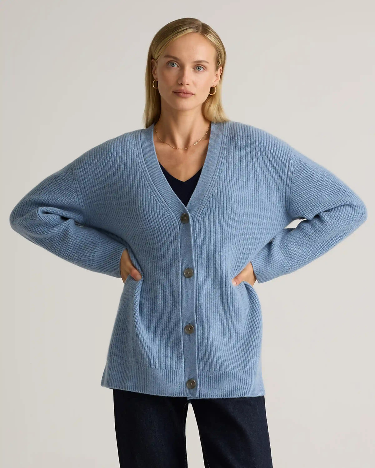 Mongolian Cashmere Oversized Boyfriend Cardigan Sweater