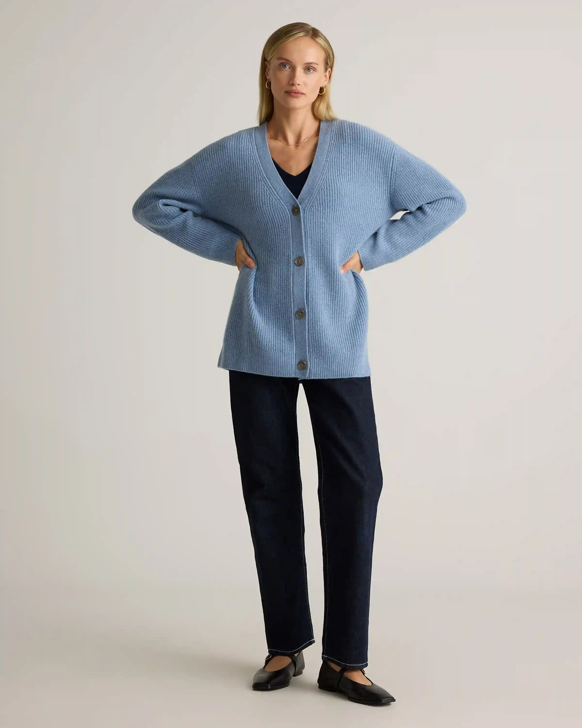 Mongolian Cashmere Oversized Boyfriend Cardigan Sweater