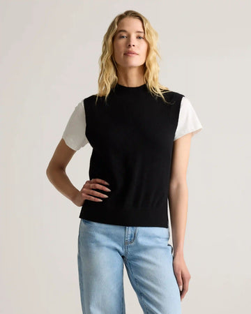 Mongolian Cashmere Mock Neck Sweater Vest