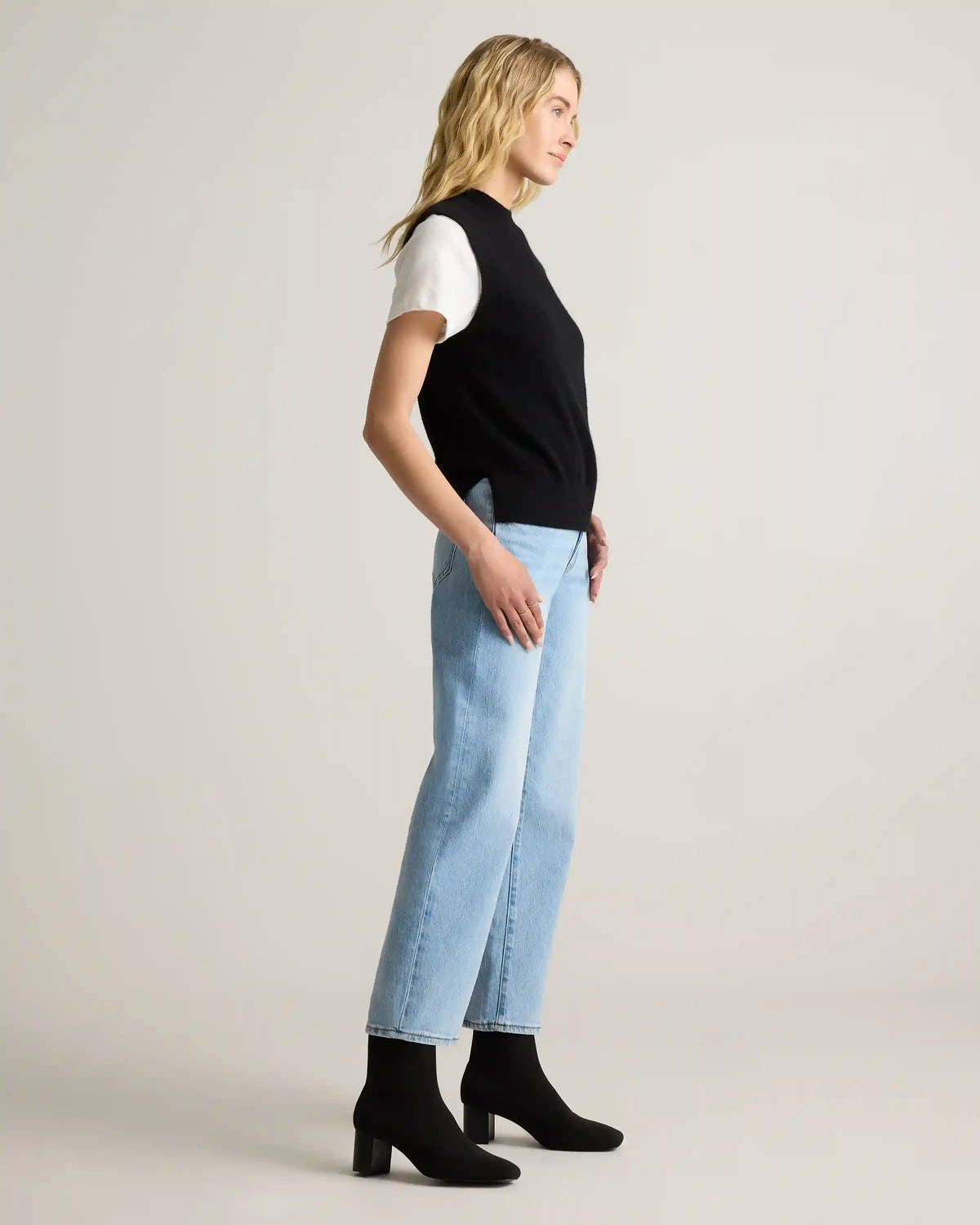 Mongolian Cashmere Mock Neck Sweater Vest