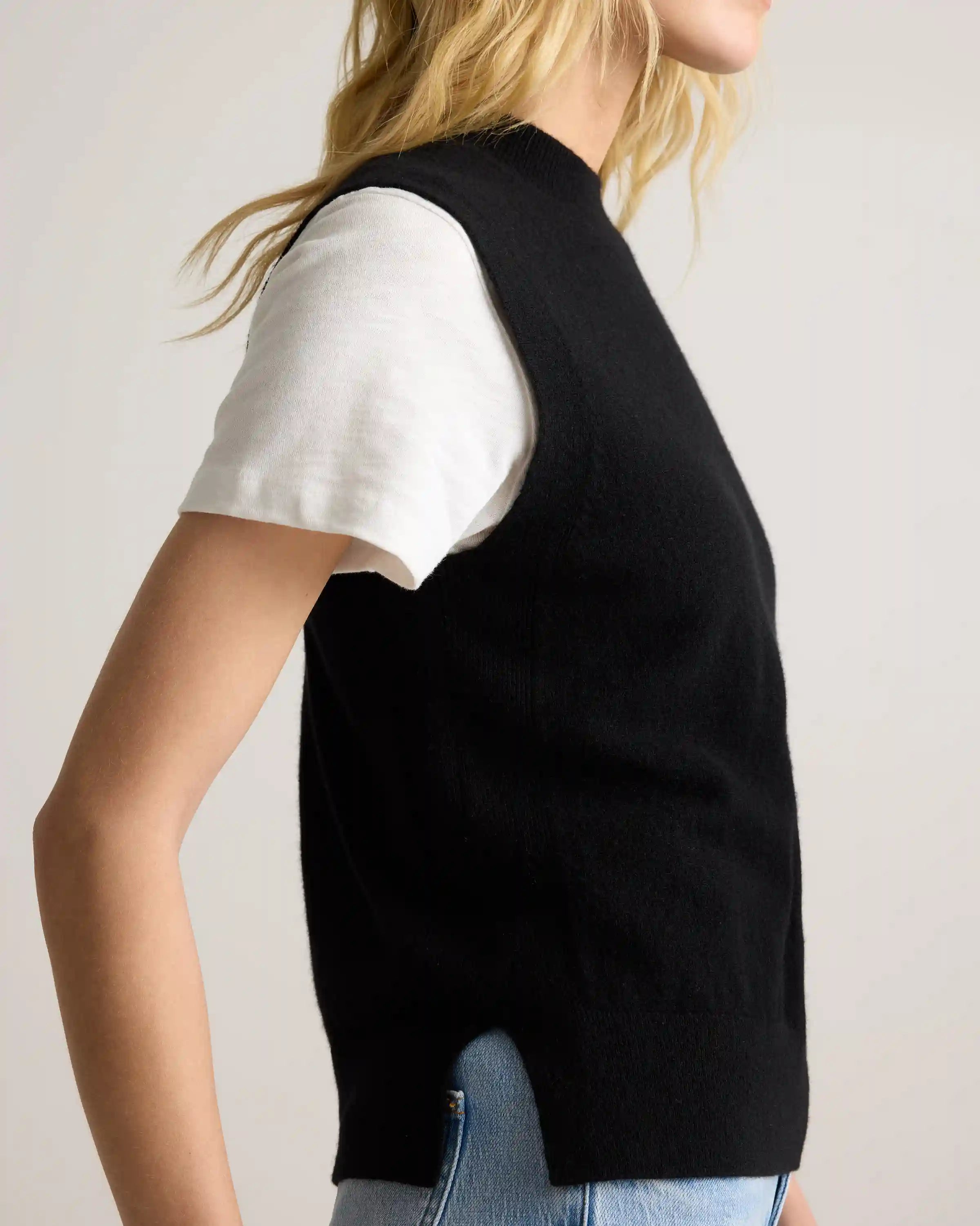 Mongolian Cashmere Mock Neck Sweater Vest