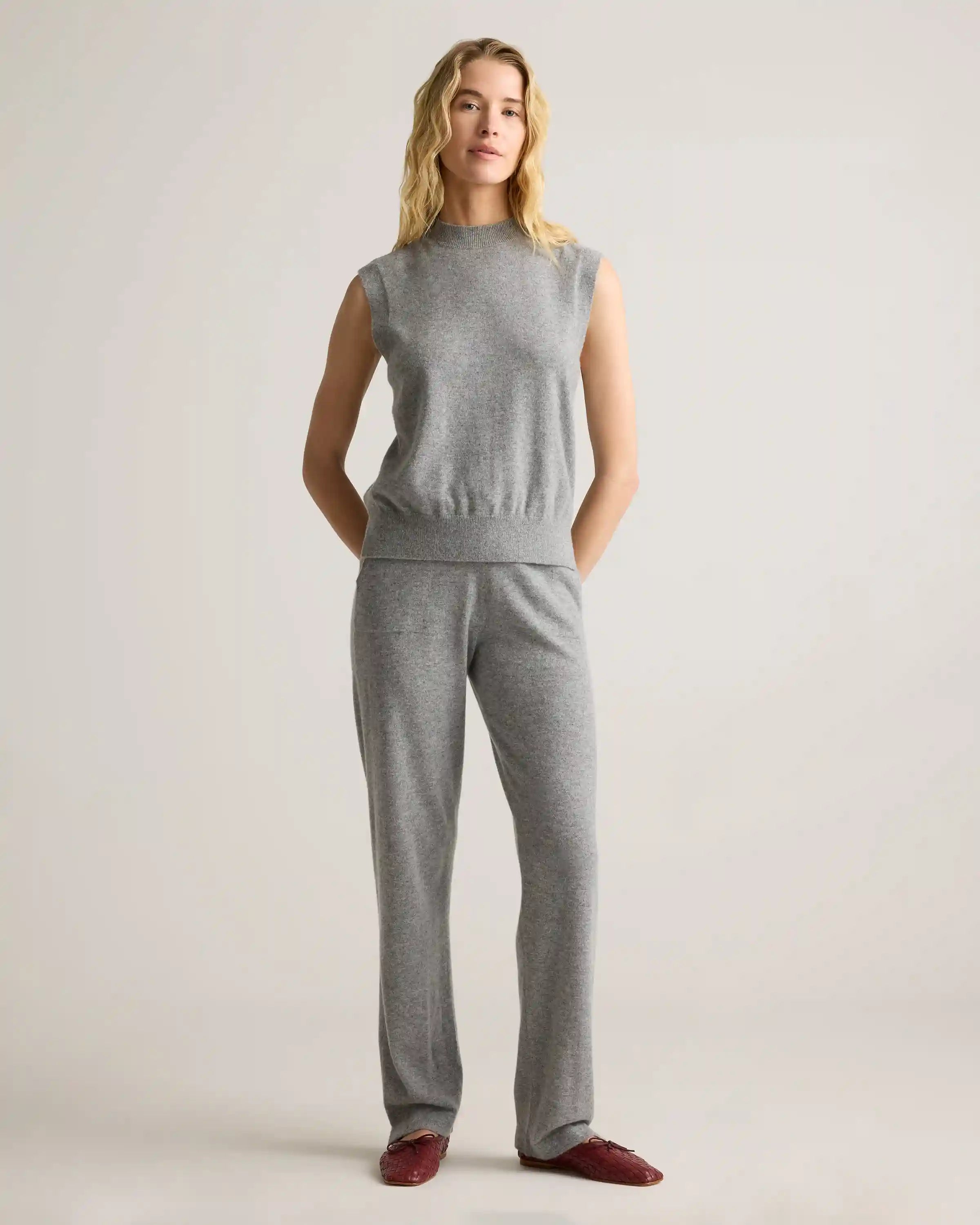 Mongolian Cashmere Mock Neck Sweater Vest