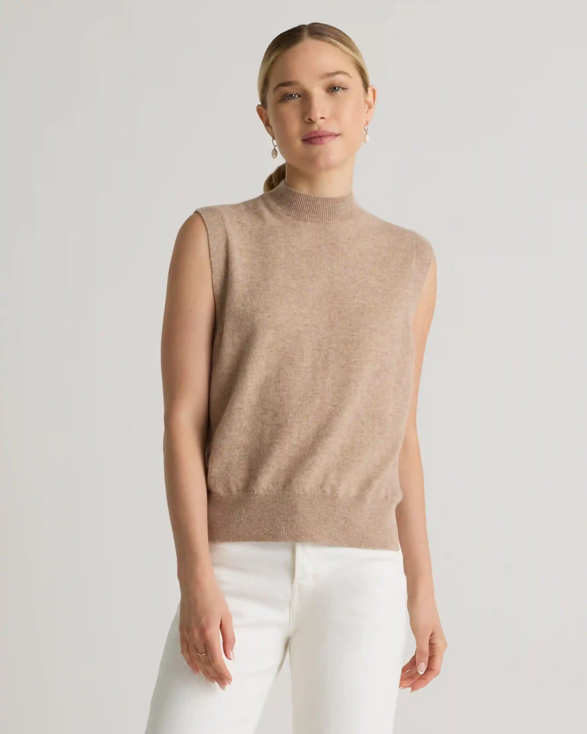 Mongolian Cashmere Mock Neck Sweater Vest