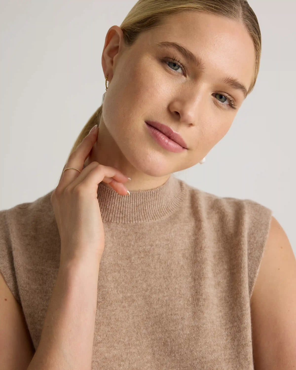 Mongolian Cashmere Mock Neck Sweater Vest