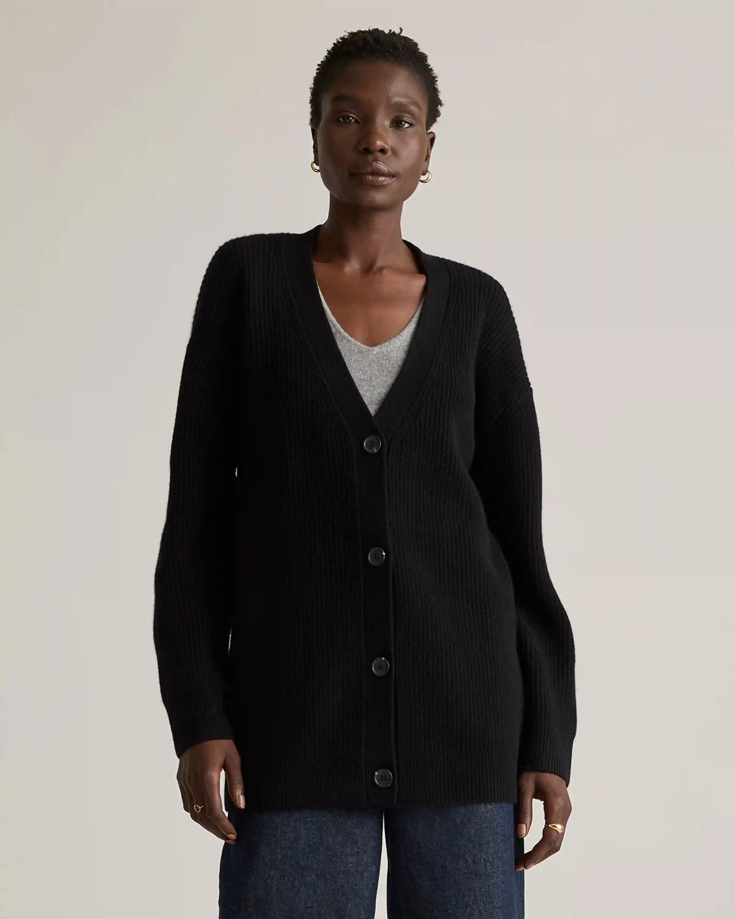 Mongolian Cashmere Oversized Boyfriend Cardigan Sweater
