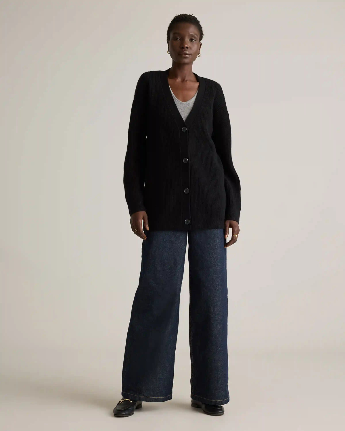 Mongolian Cashmere Oversized Boyfriend Cardigan Sweater