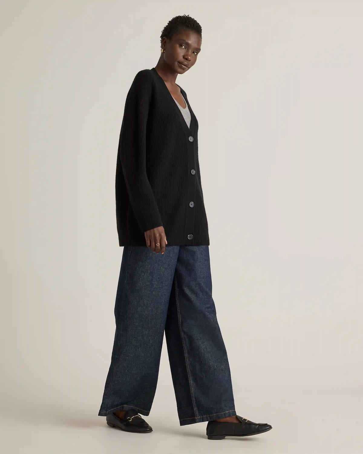 Mongolian Cashmere Oversized Boyfriend Cardigan Sweater