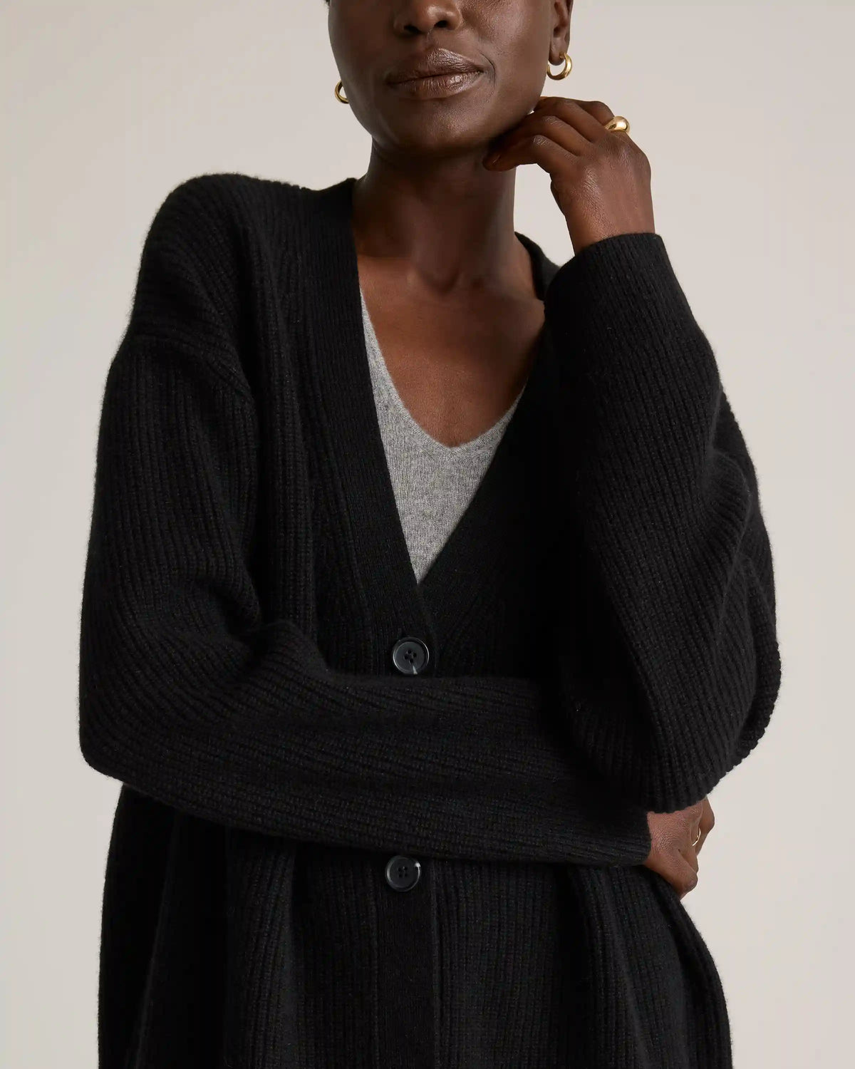 Mongolian Cashmere Oversized Boyfriend Cardigan Sweater